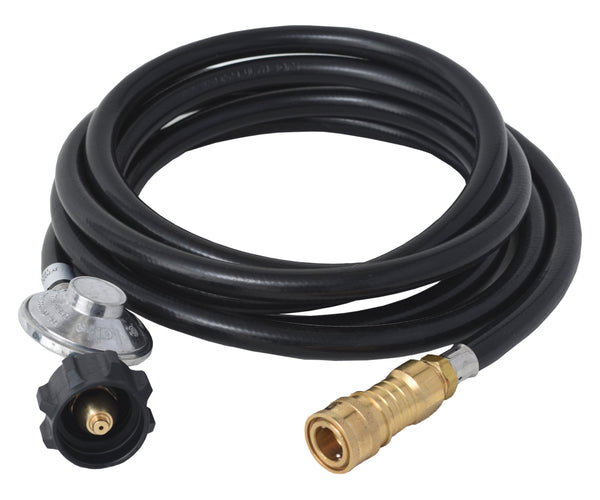 Flame King 3/8 inch Quick Connect Hose Adapter 20LB Tank Regulator Kit, 12 Feet - Flame King