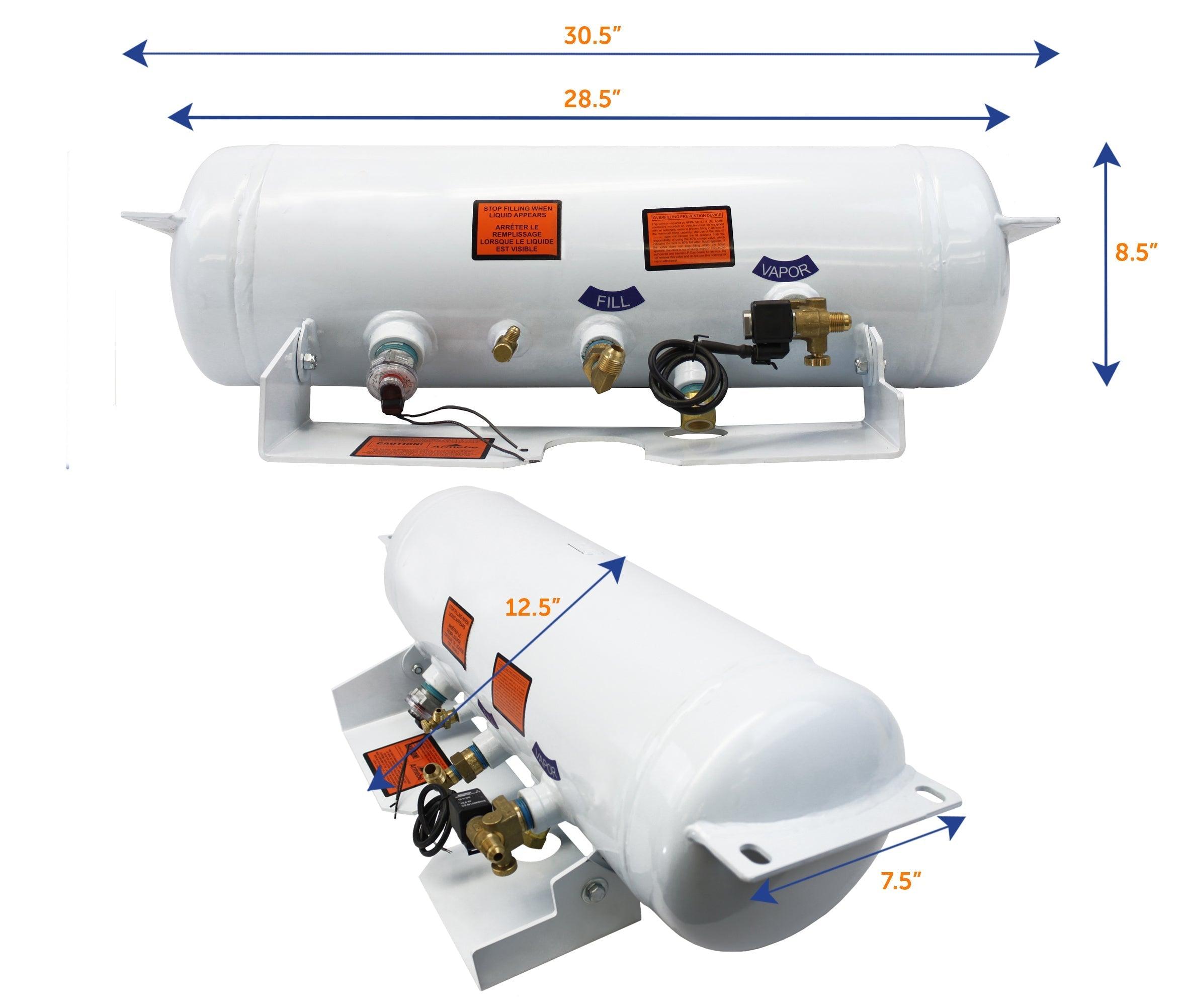 Flame King 5.9 Gallon ASME RV Trailer Propane Tank with remote valves & solenoid - Flame King