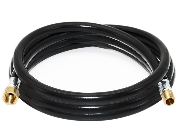 Flame King Connect Regulator to Gas Piping, Propane Thermo Plastic Rubber Hose Assembly, 120-inch, 3/8-inch ID for RVs and Travel Trailers