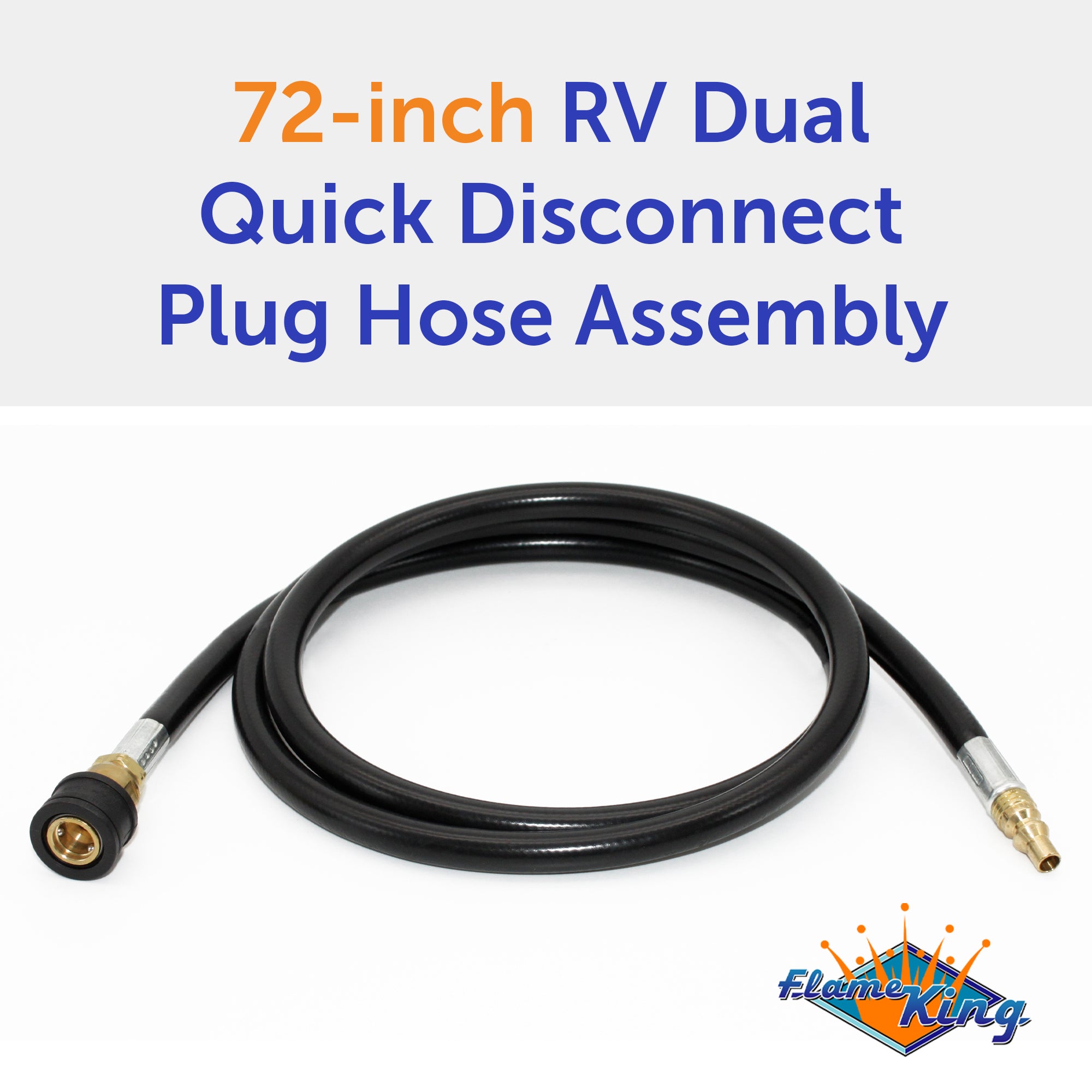 Flame King RV, Van, Trailer, Dual Quick Connect Hose, LP Gas Only, 72 Inch, 1/4 Inch