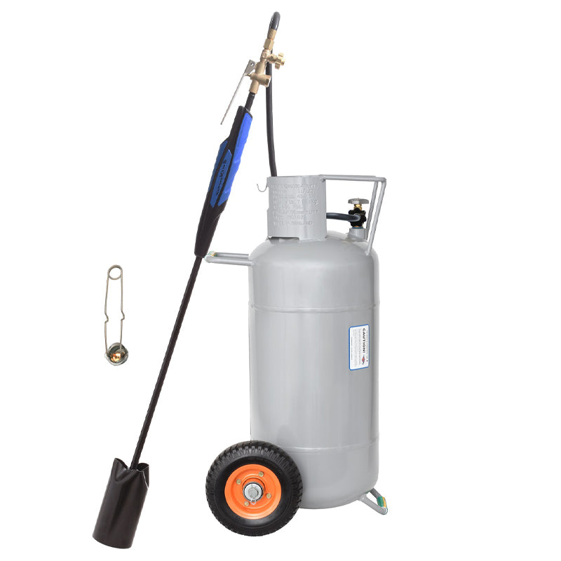 Flame King Bundle 40lb Propane Tank on Wheels + 500,000 BTU Weed Burner