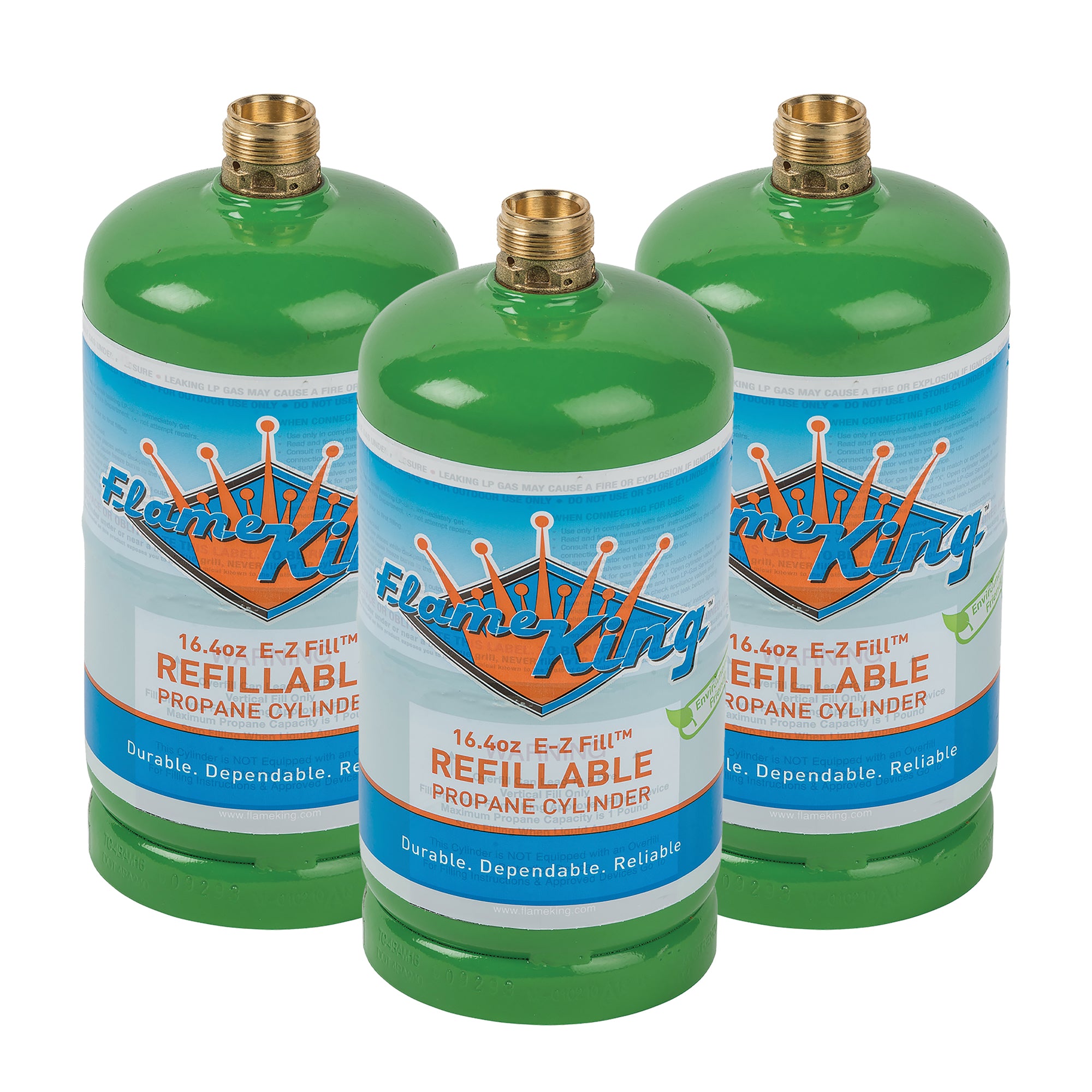 Flame King 3 pack Eco Friendly Sustainable 1lb Refillable Propane Tank LP Cylinder