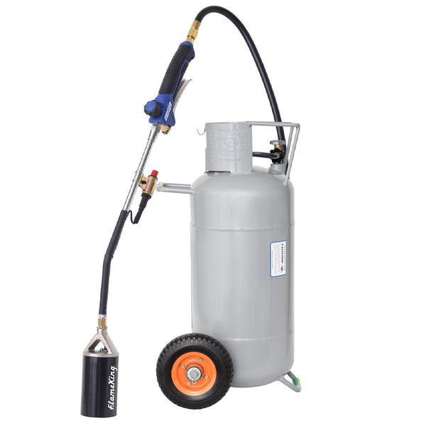 Flame King Bundle 40lb Propane Tank on Wheels + 340,000 BTU Weed Burner