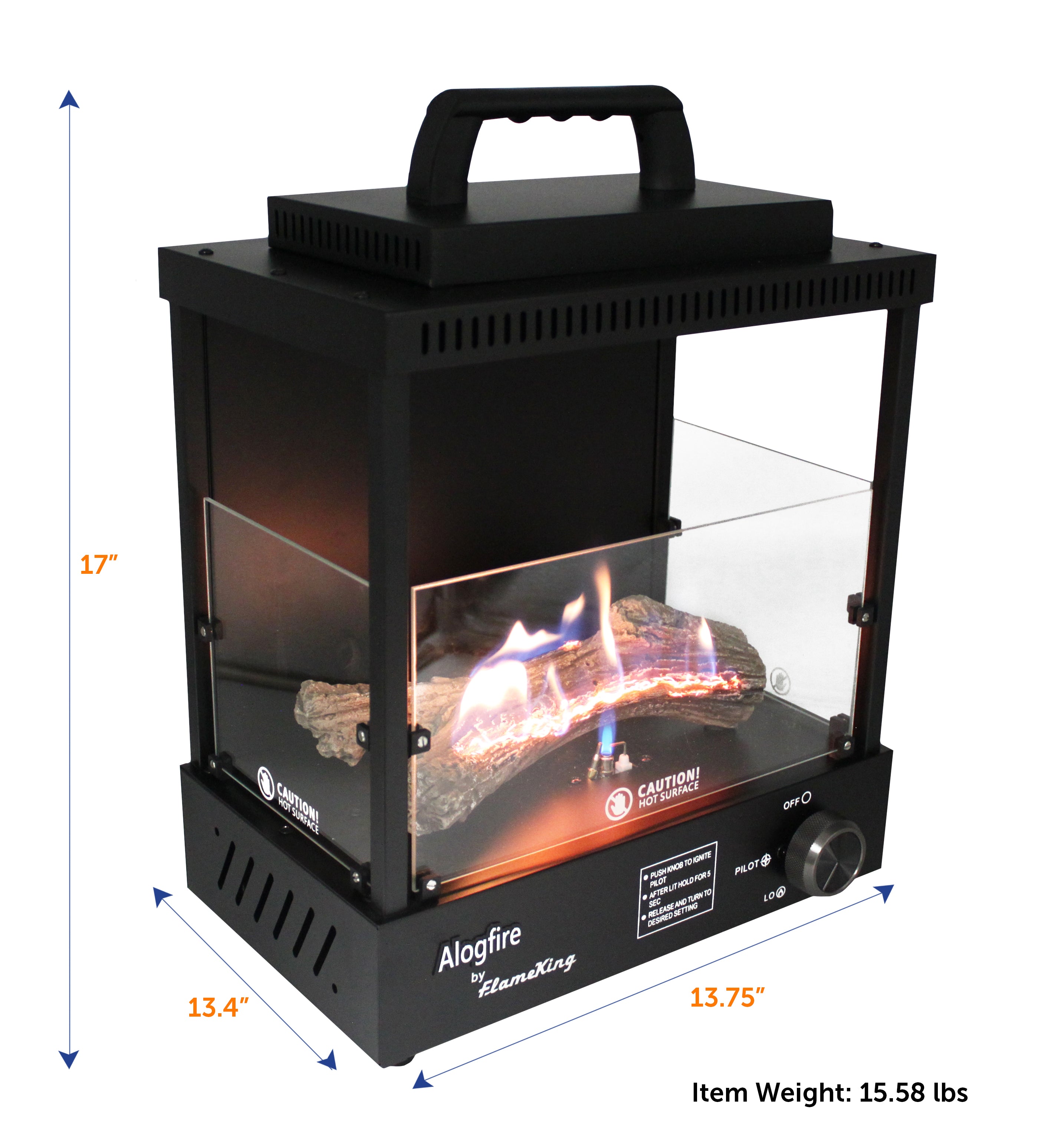 Flame King Portable Propane Alogfire Fireplace Heater Indoor and Outdoor