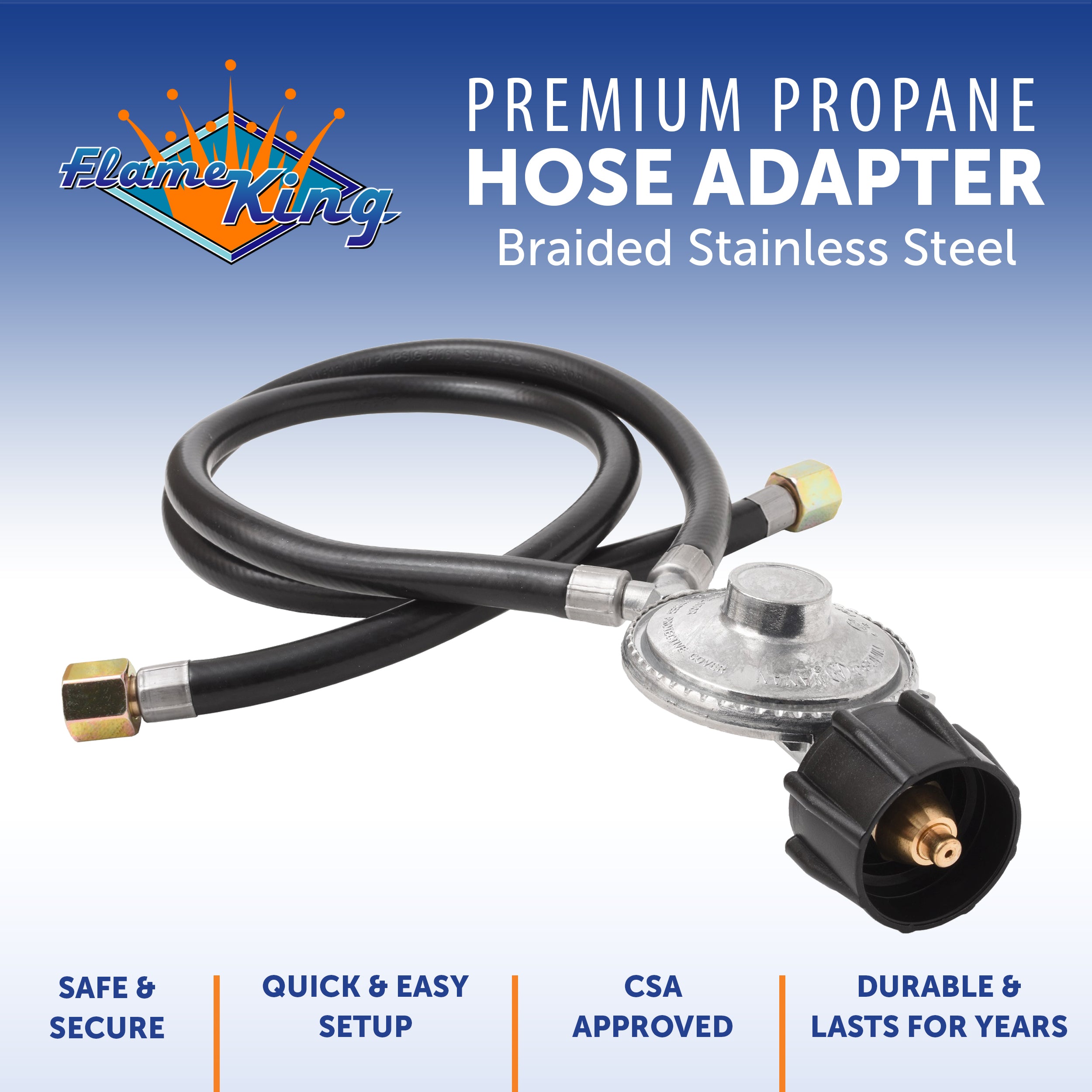 Azdele Upgraded Two Stage Propane Regulator with Pressure Gauge and 5FT Azdele Upgraded Two Stage Propane Regulator with Pressure Gauge and 5FT