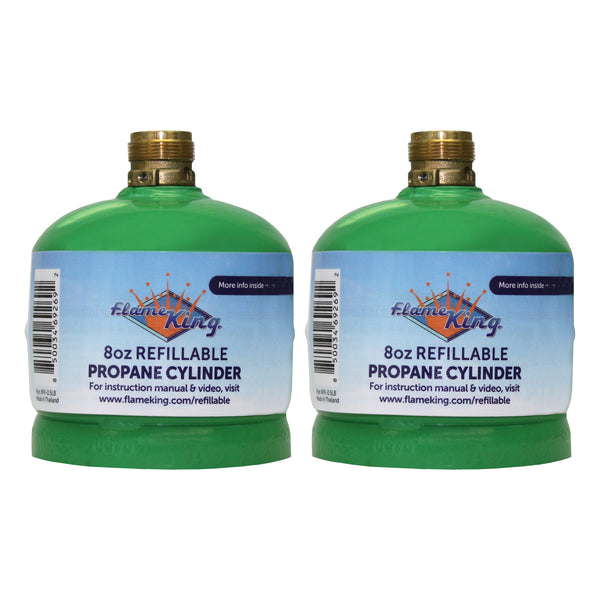 Flame King 2 Packs Eco Friendly Sustainable 8oz 1/2lb Refillable Propane Tank LP Cylinder