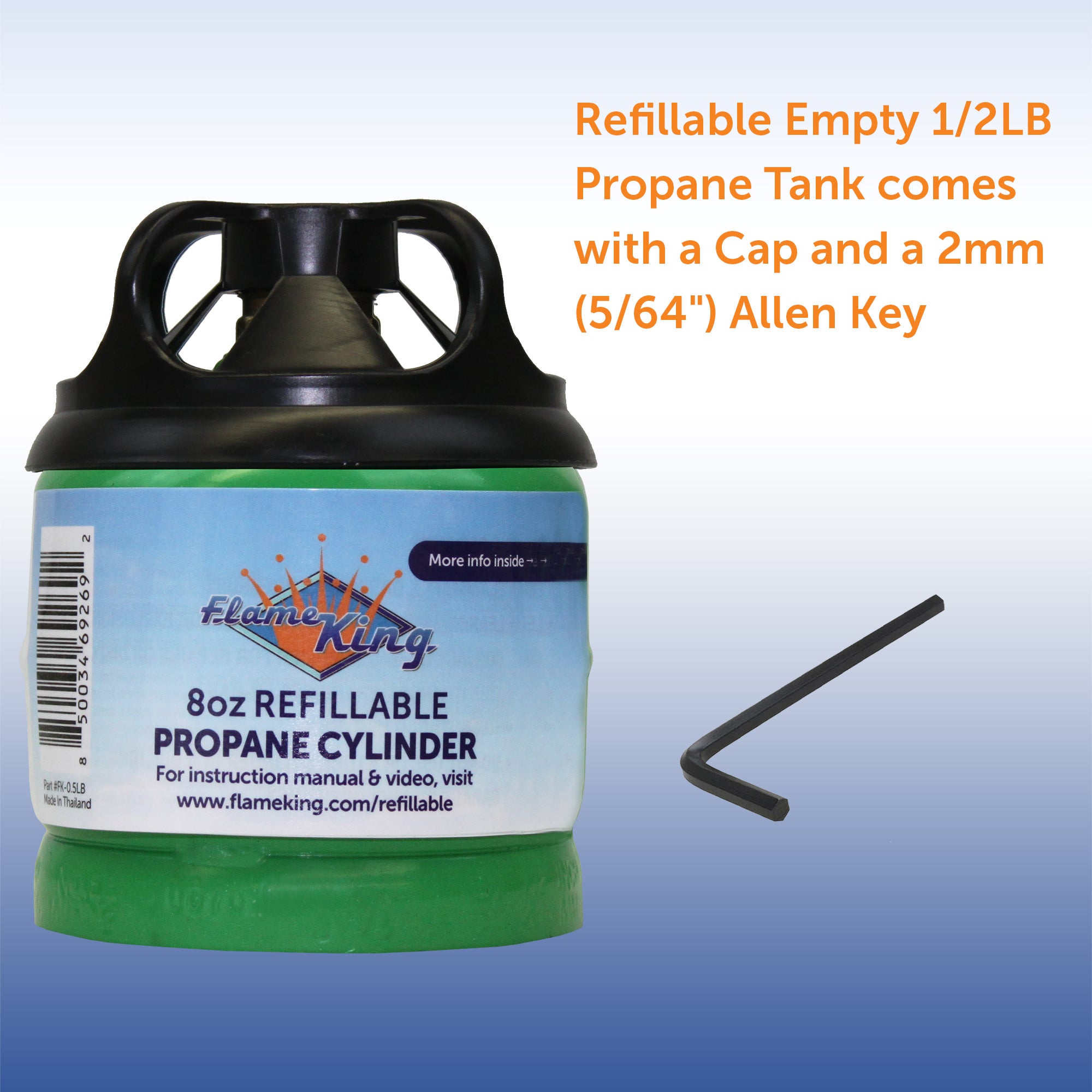Flame King 2 Packs Eco Friendly Sustainable 8oz 1/2lb Refillable Propane Tank LP Cylinder