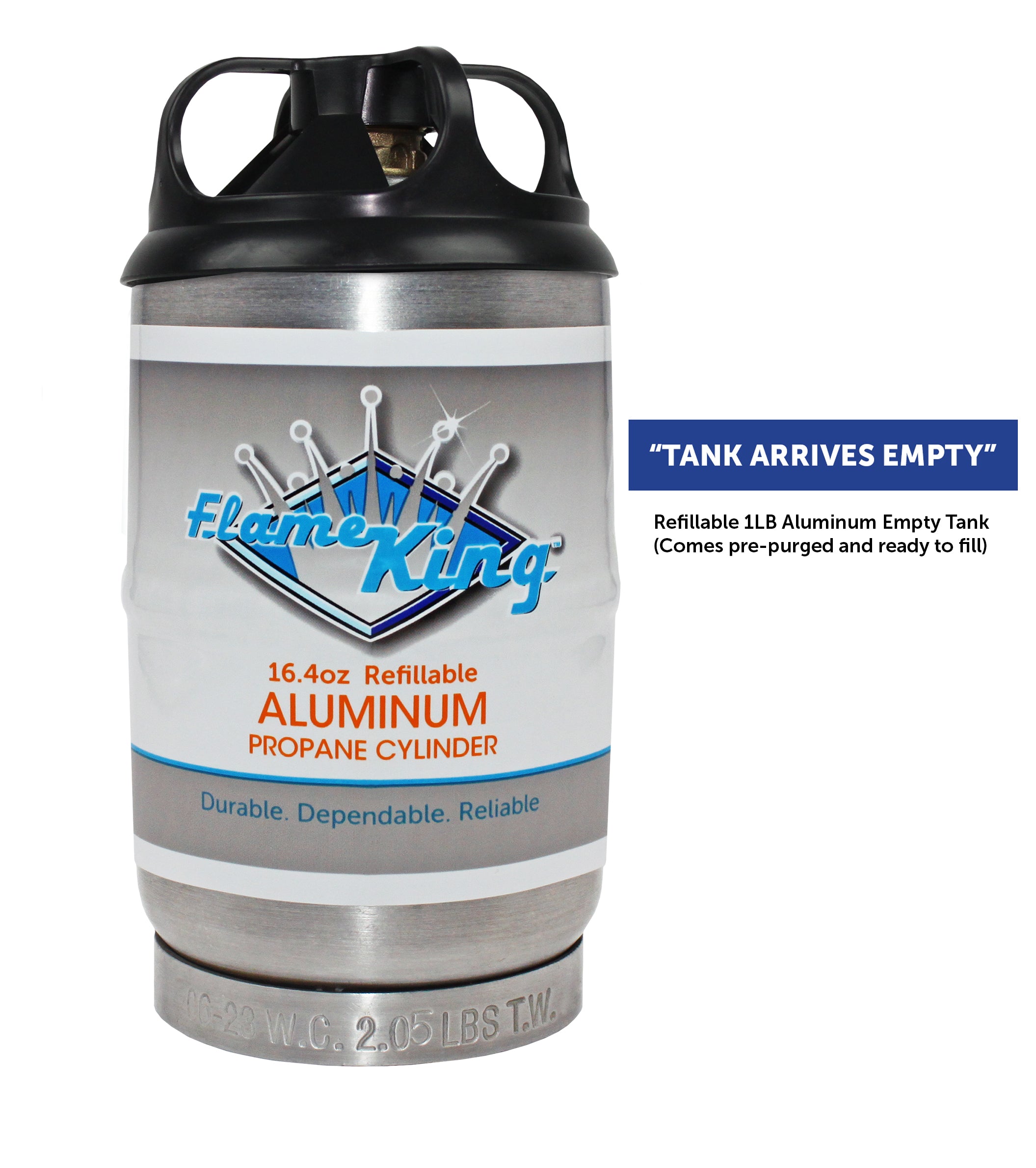 Flame King Eco Friendly Sustainable 1lb Aluminum Refillable Propane Tank LP Cylinder