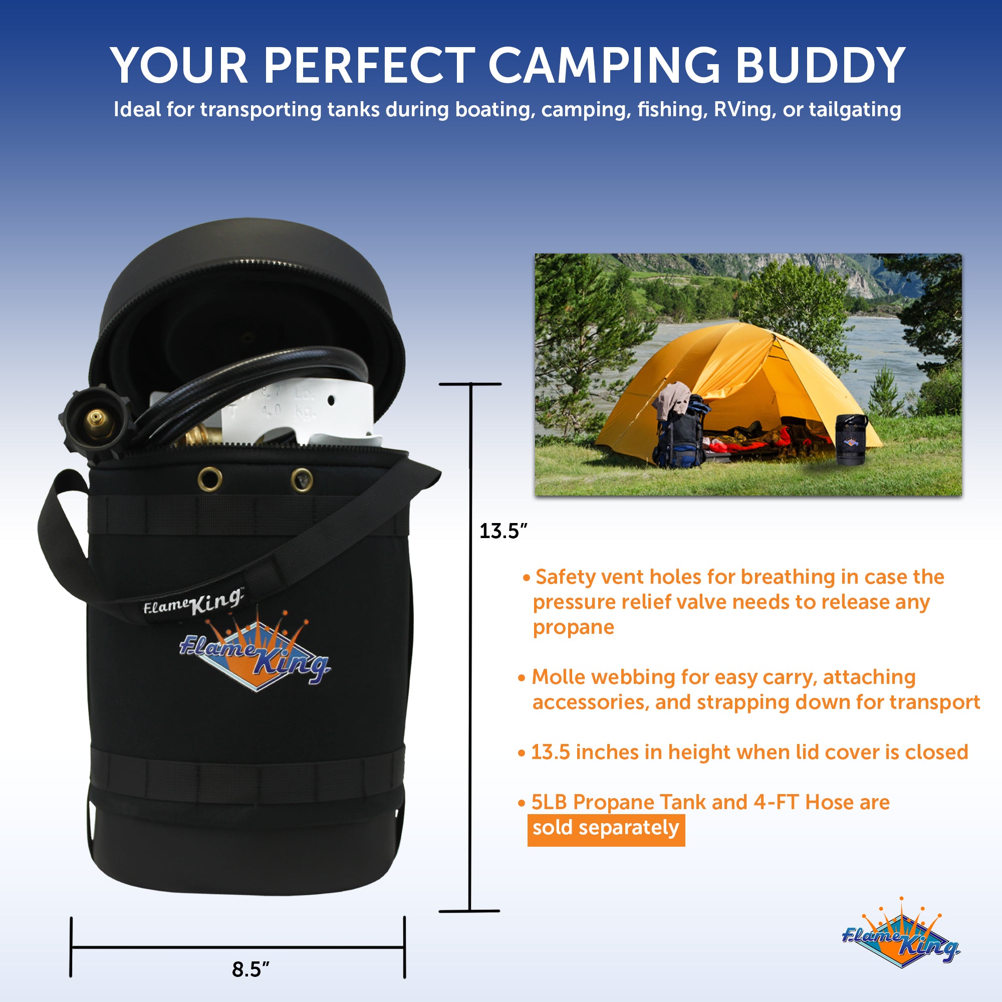 Propane Gas Hauler Kit 5lb Propane Tank, Adapter Hose And Insulated Protective Carry Case