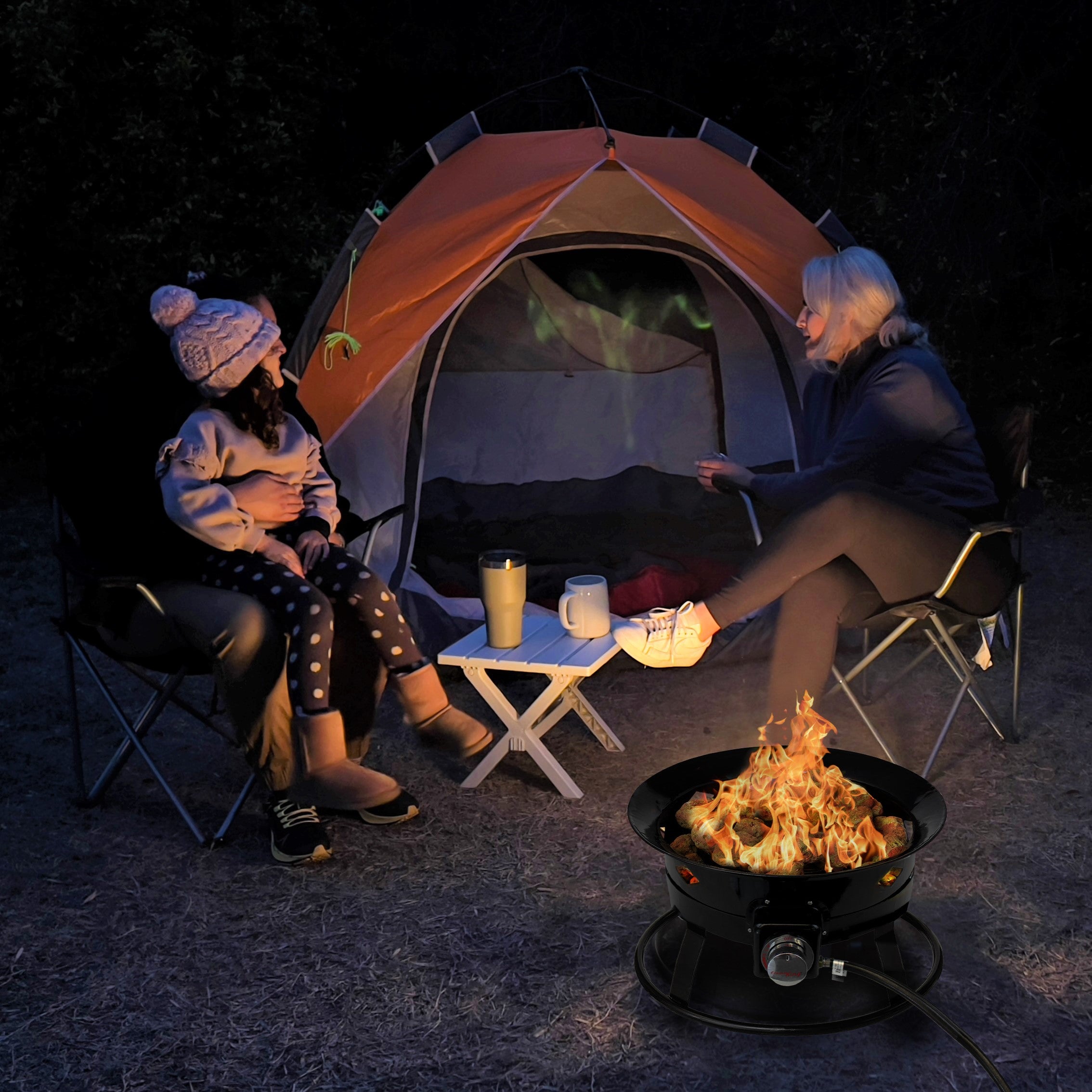 Outdoor Portable Propane Gas 19″ Fire Pit Bowl with Self Igniter