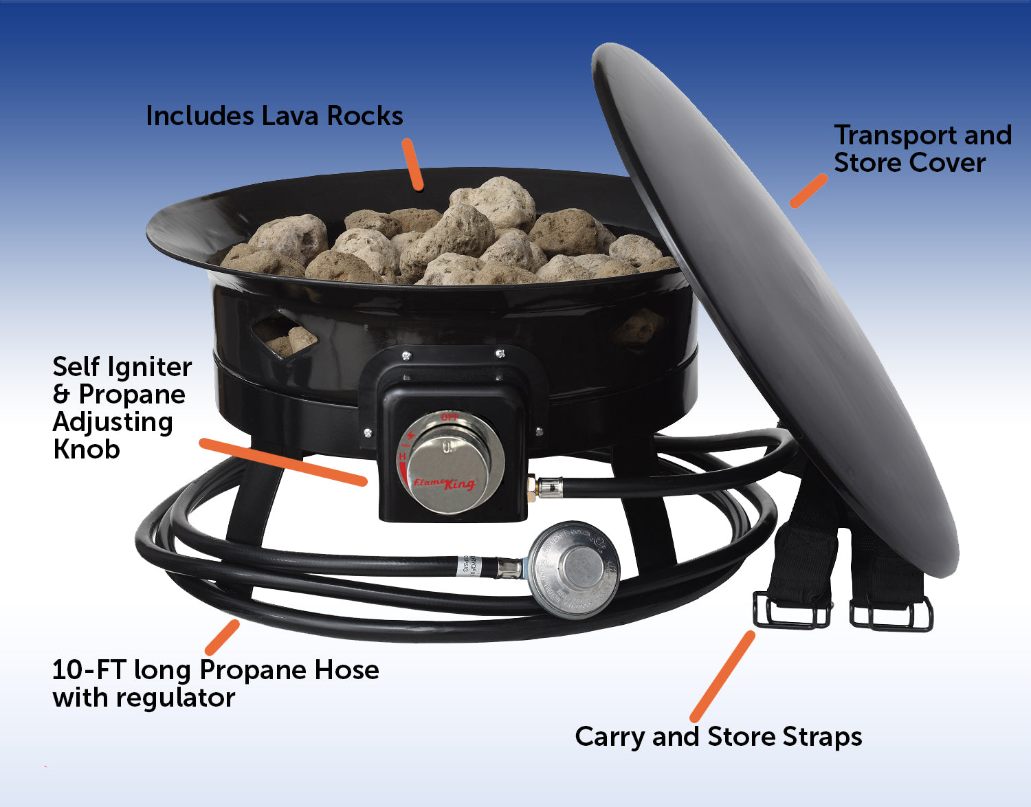 Outdoor Portable Propane Gas 19″ Fire Pit Bowl with Self Igniter