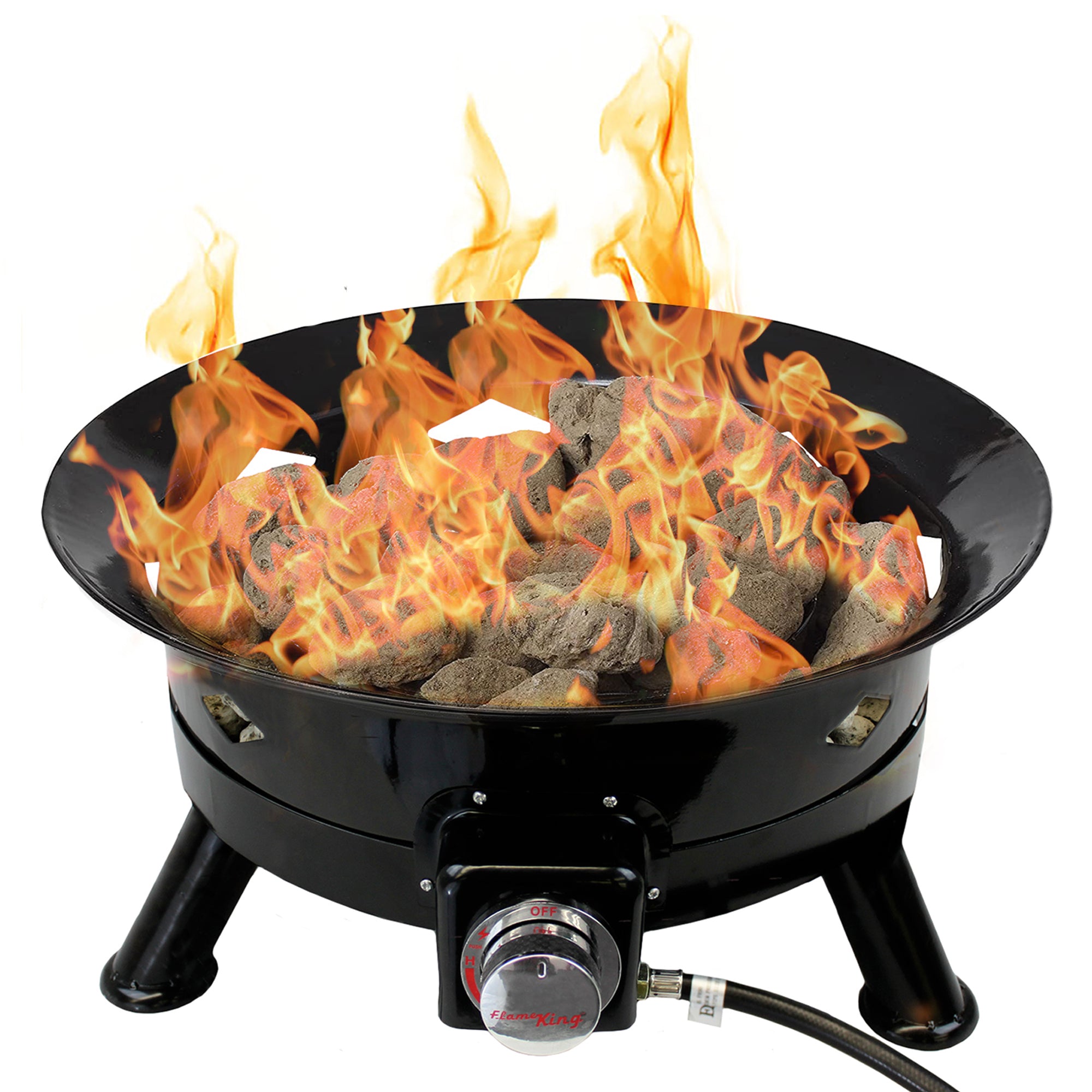 Outdoor Portable Propane Gas 24" Fire Pit Bowl Self Igniter Cover Carry Straps