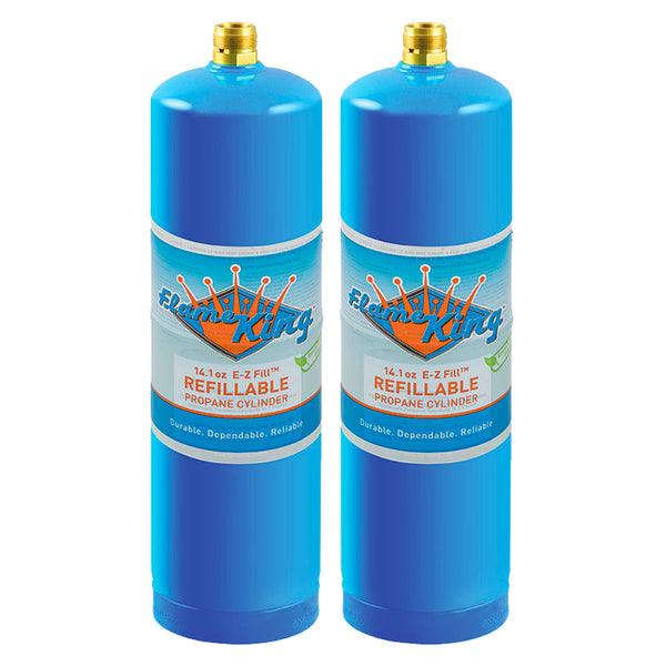 Flame King 2 Pack Eco Friendly Sustainable 1lb Refillable Propane Tank Welding LP Cylinder 14.1