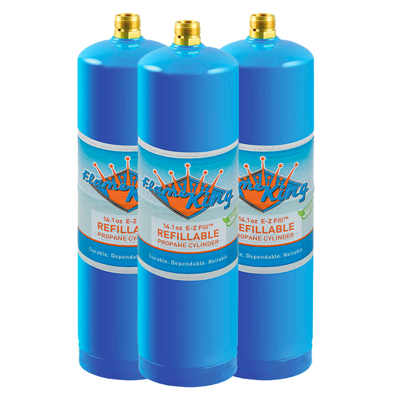 Flame King 3 Pack Eco Friendly Sustainable 1lb Refillable Propane Tank Welding LP Cylinder 14.1