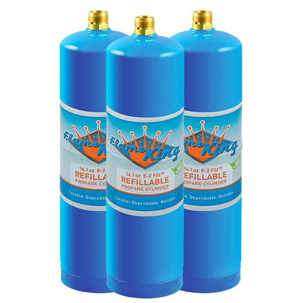 Flame King 3 Pack Eco Friendly Sustainable 1lb Refillable Propane Tank Welding LP Cylinder 14.1