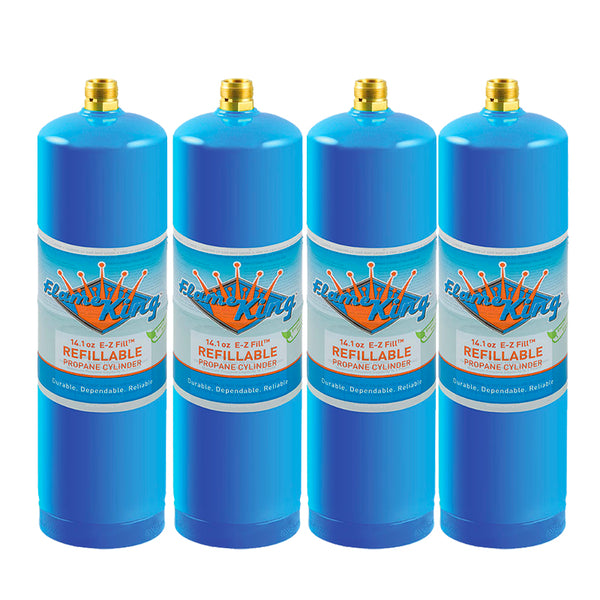 Flame King 4 Pack Eco Friendly Sustainable 1lb Refillable Propane Tank Welding LP Cylinder 14.1