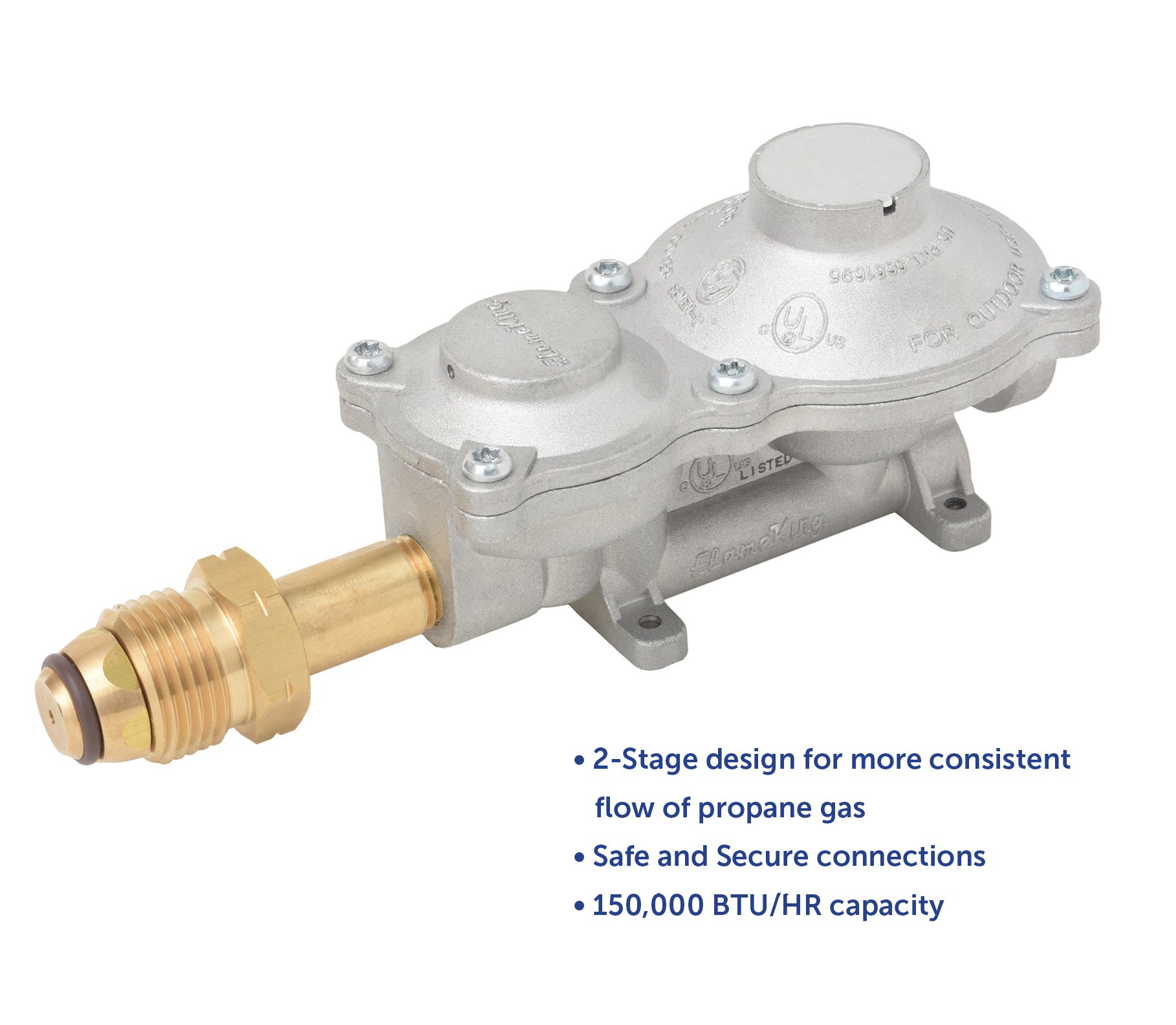 2-Stage LP Propane Gas Regulator with POL - Flame King