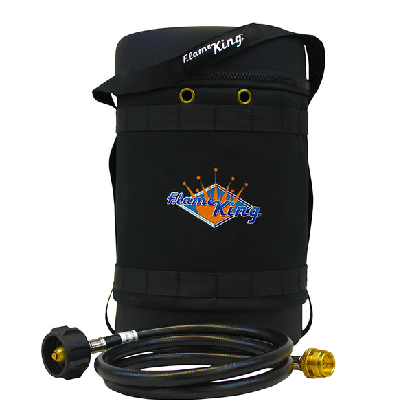 Flame King Propane Gas Hauler Kit-Insulated Protective Carry Case for 5lb Propane Tank plus Adapter Hose