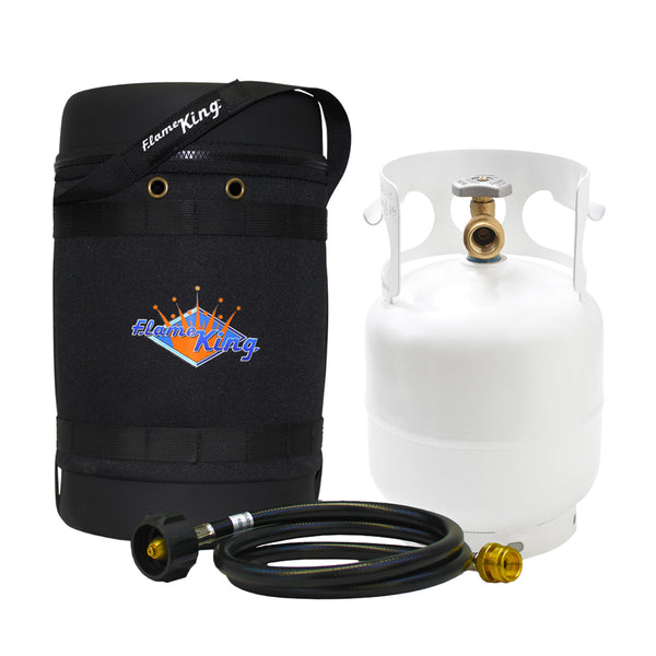 Flame King Propane Gas Hauler Kit 5lb Propane Tank, Adapter Hose and Insulated Protective Carry Case