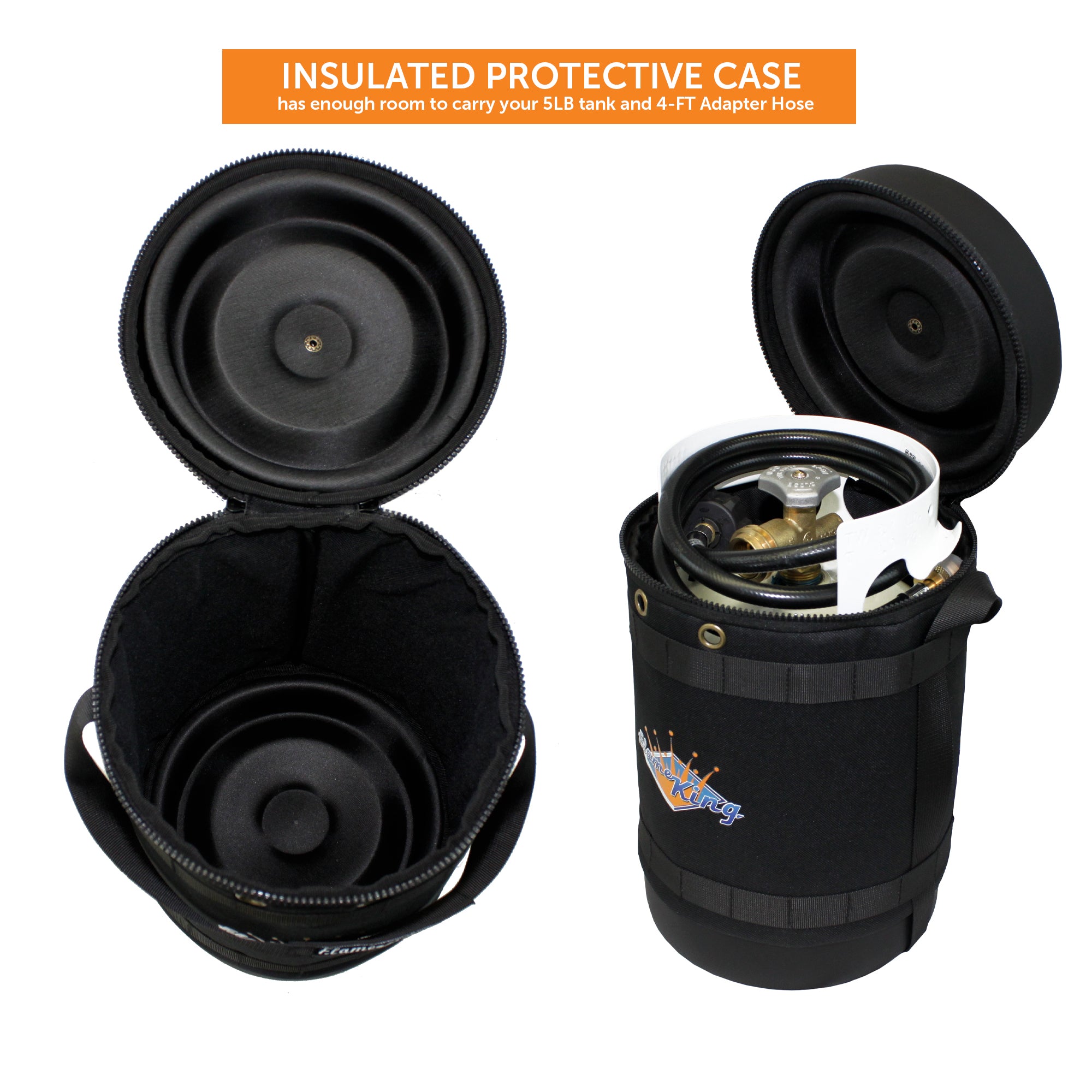 Flame King Propane Gas Hauler Kit 5lb Propane Tank, Adapter Hose and Insulated Protective Carry Case