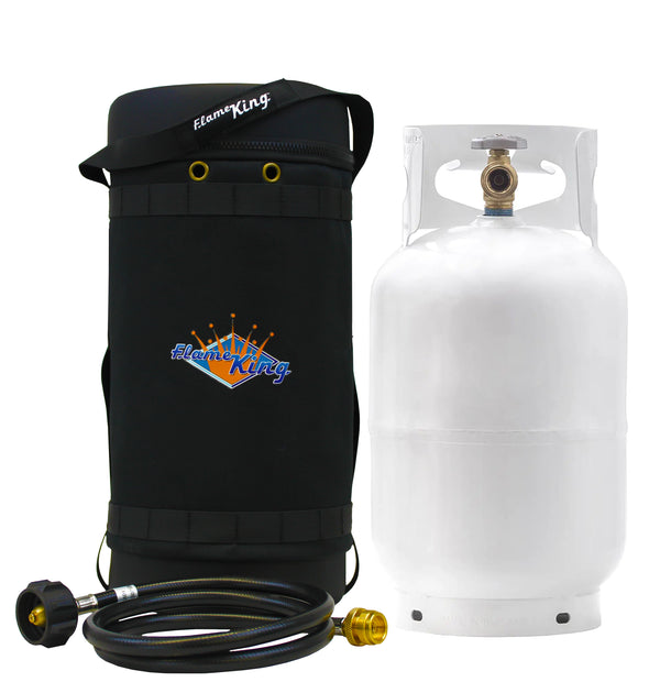 Flame King Propane Gas Hauler Kit 10lb Propane Tank, Adapter Hose and Insulated Protective Carry Case