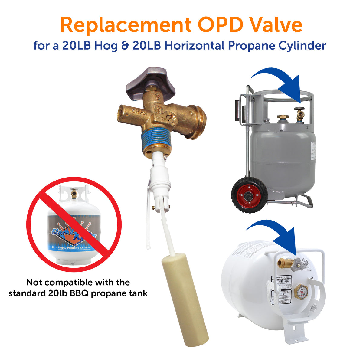 Flame King 20 pound OPD Valve For Hog or Horizontal Propane Cylinder