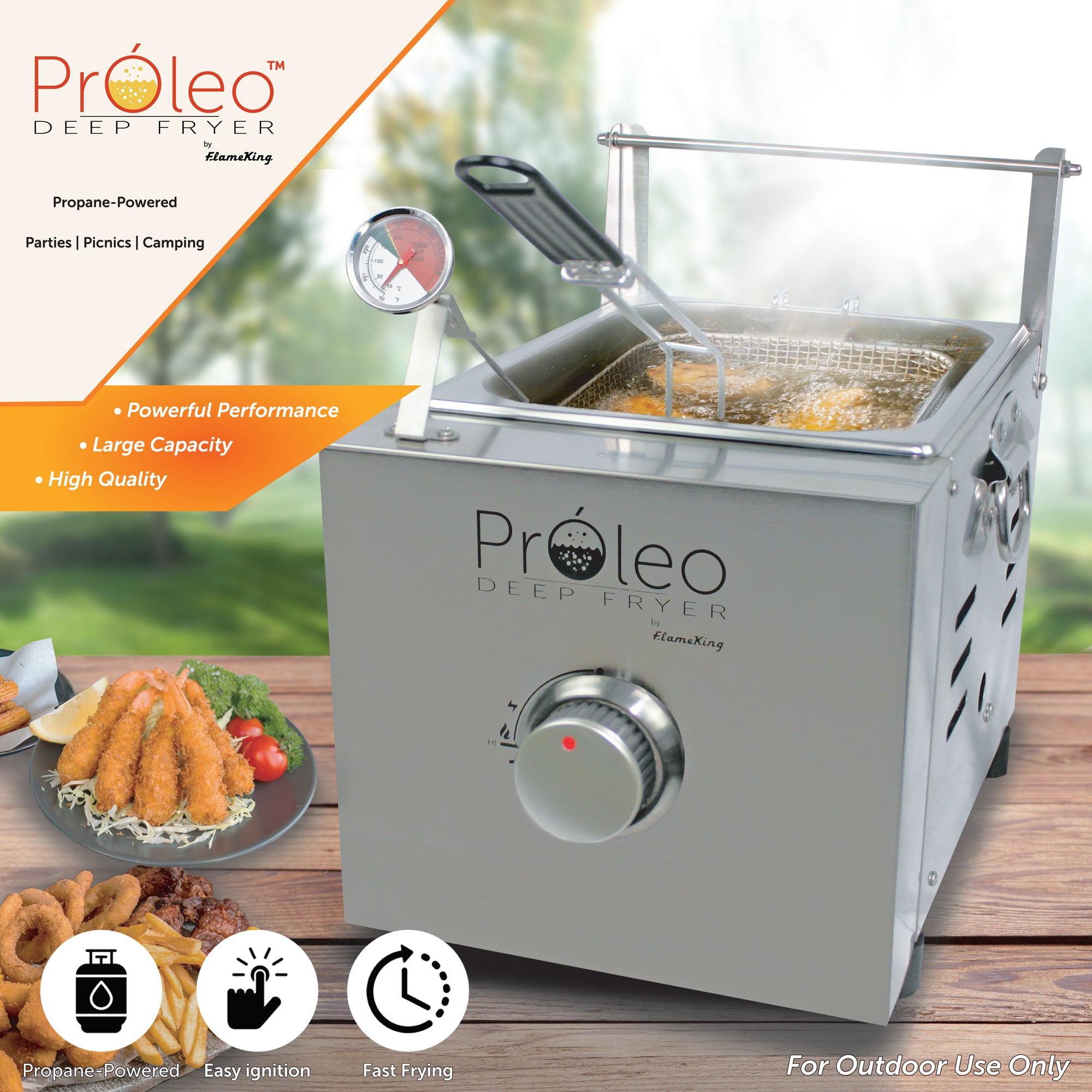 Flame King Proleo Portable Propane Deep Fryer