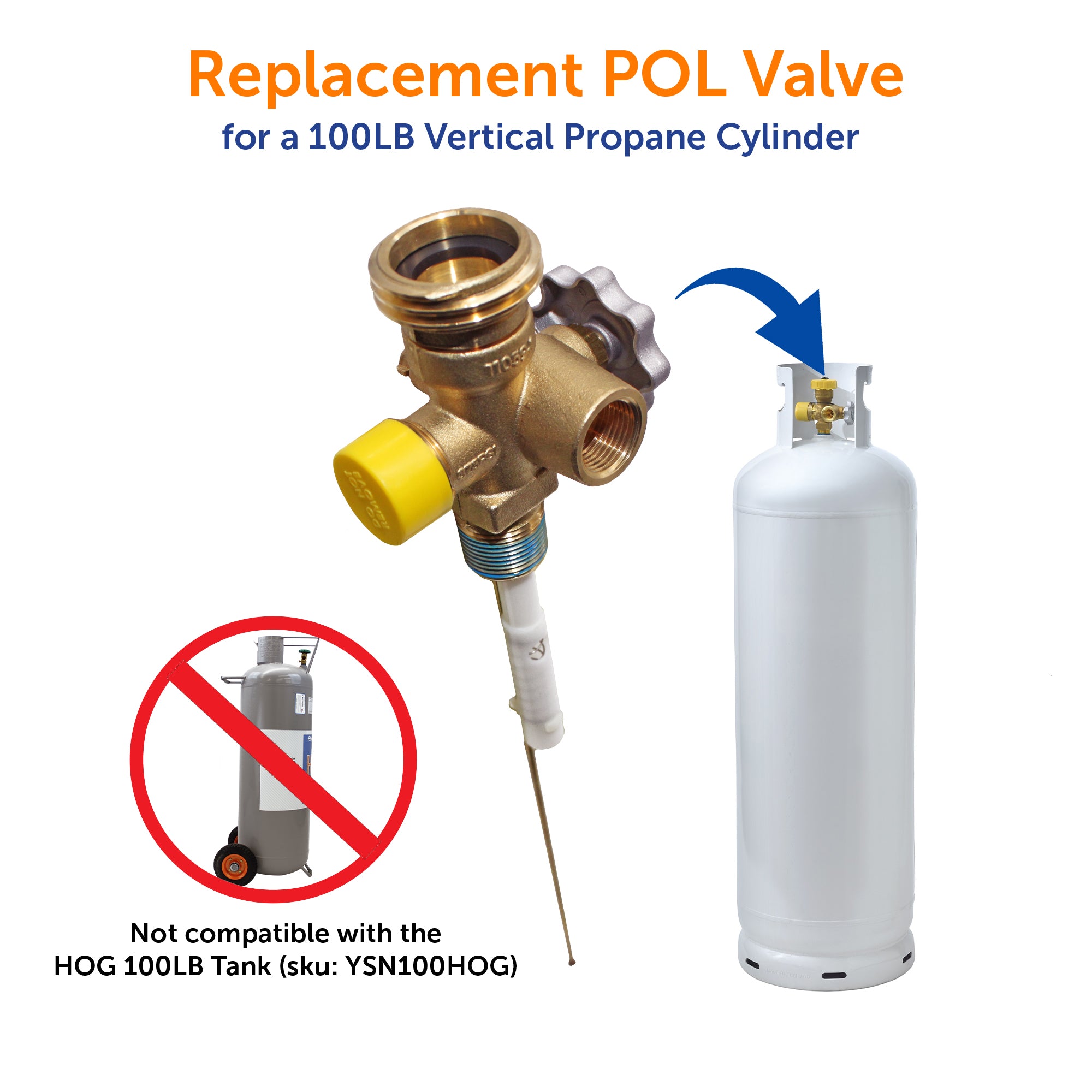 Propane Multi Valve Flame King Multi Valve for 100lb Propane Cylinder