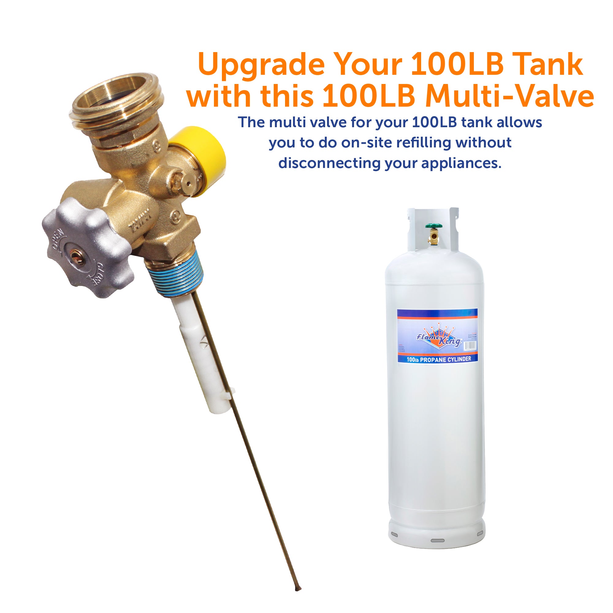 Propane Multi Valve Flame King Multi Valve for 100lb Propane Cylinder