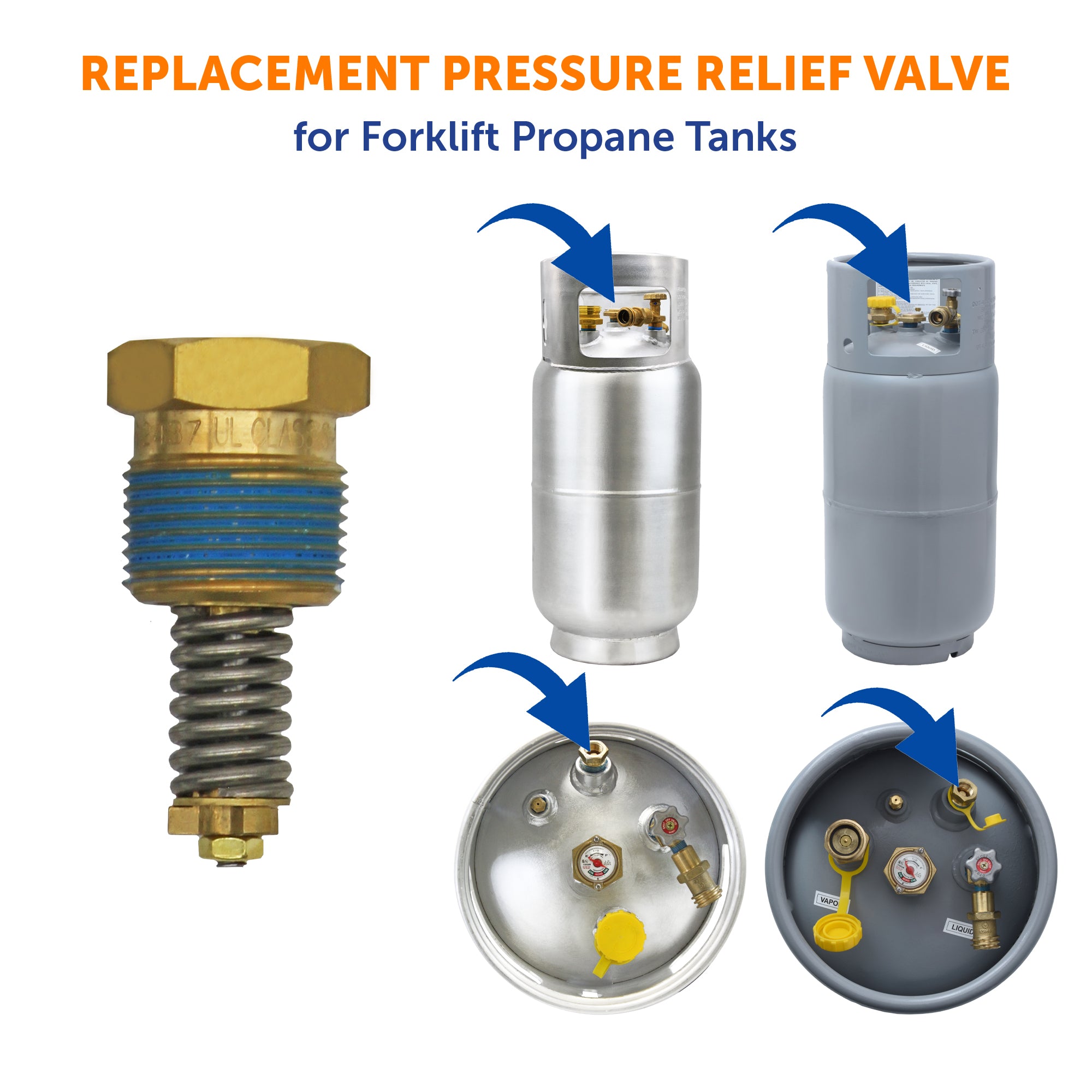 Flame King Replacement Pressure Relief Valve for Forklift Steel and Al