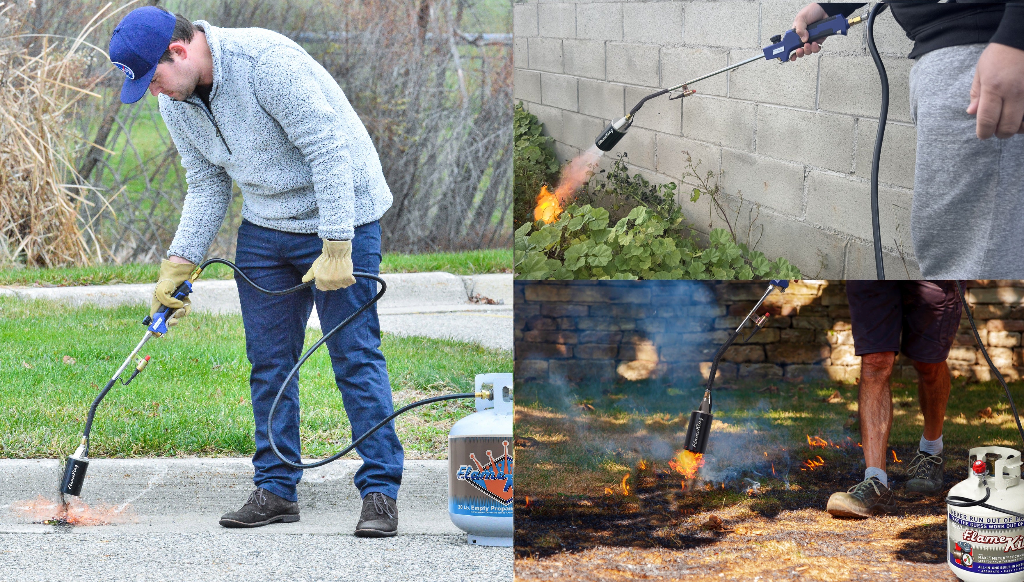 Flame King Auto Ignition Heavy Duty Propane Torch Weed Burner 340,000 BTU with Blast Trigger