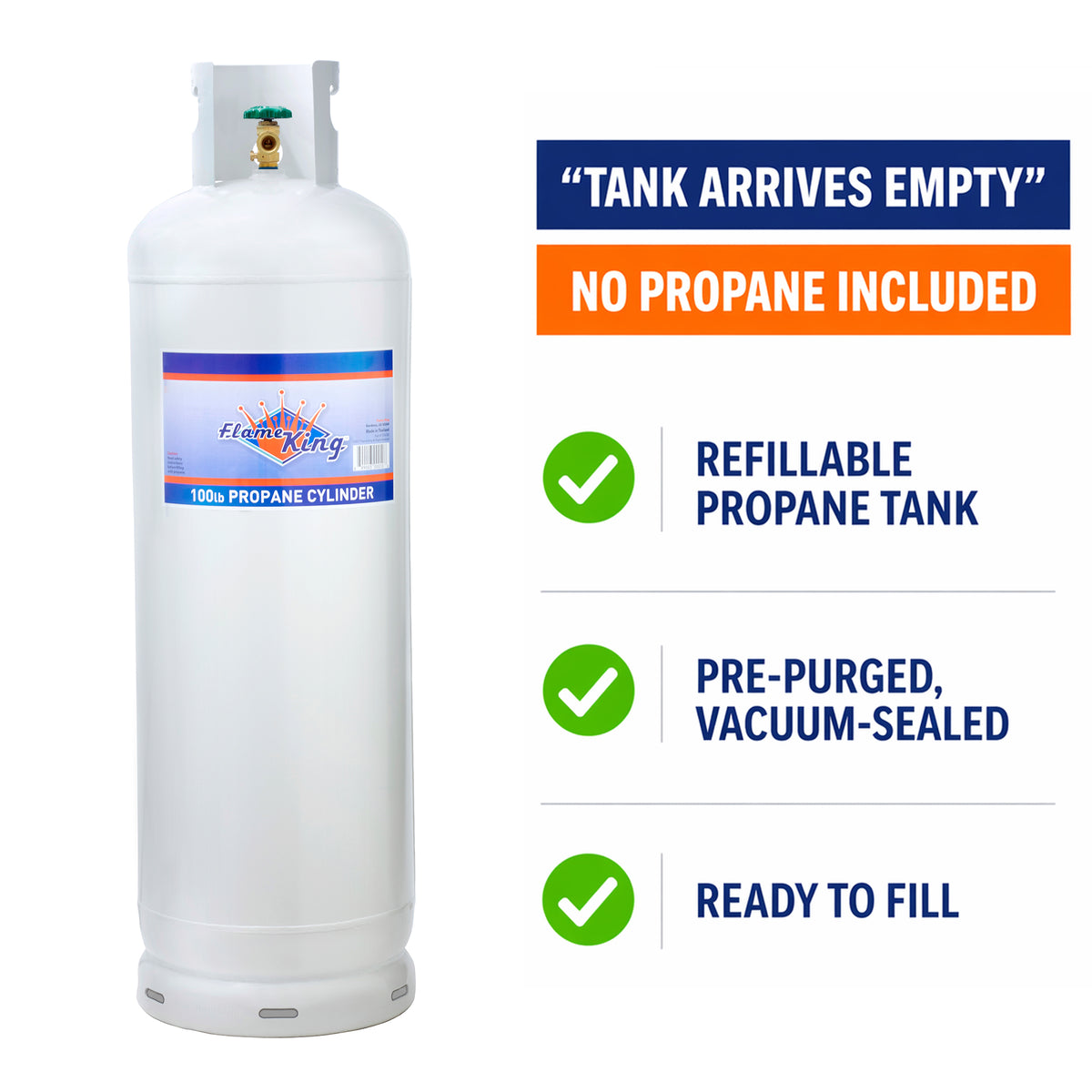Pl100 Tank 100lb Propane Tank LP Cylinder with POL Valve - Flame King