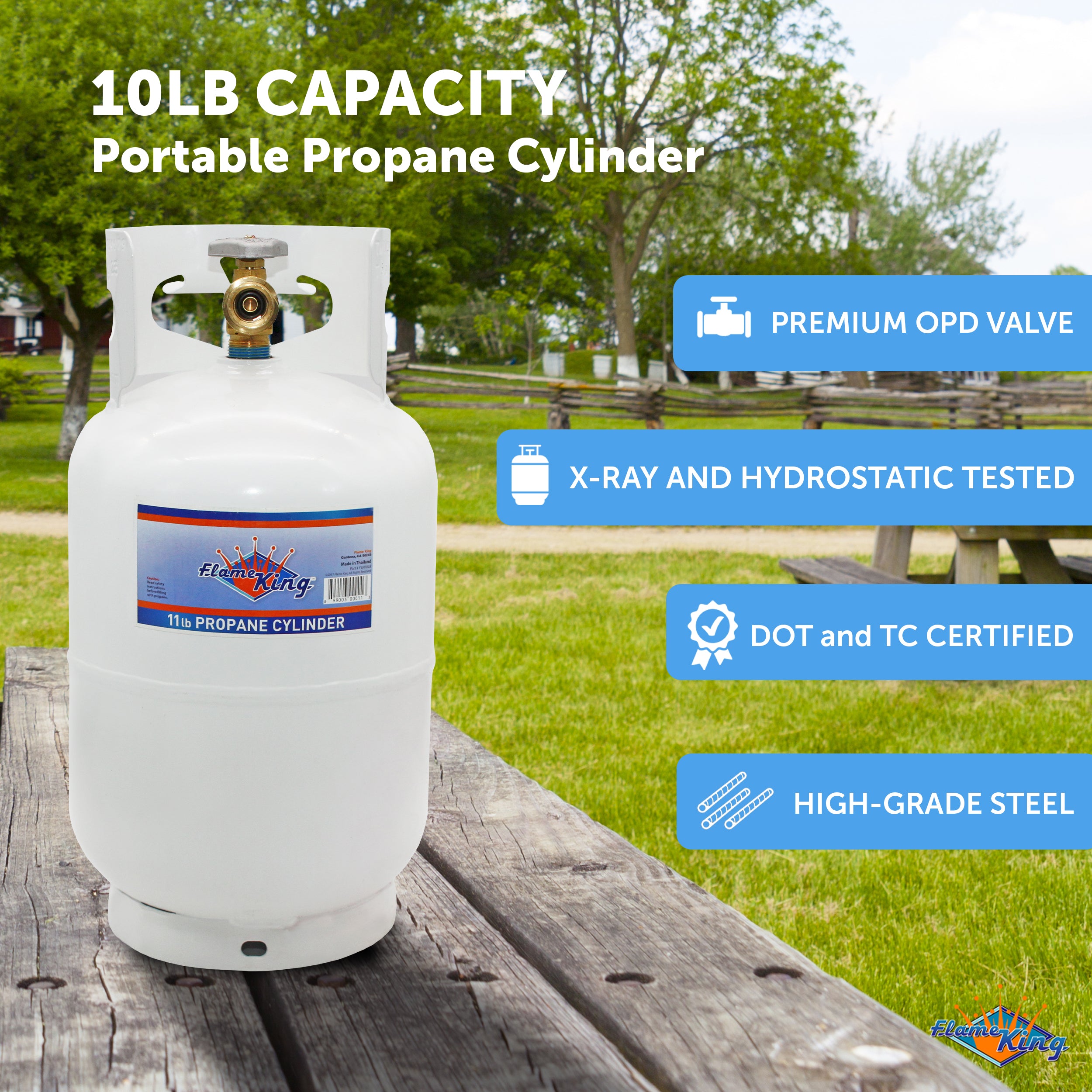 10lb Propane Tank LP Cylinder with OPD - Flame King