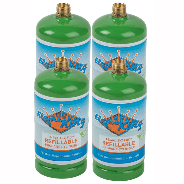 Flame King 4 pack Eco Friendly Sustainable 1lb Refillable Propane Tank LP Cylinder