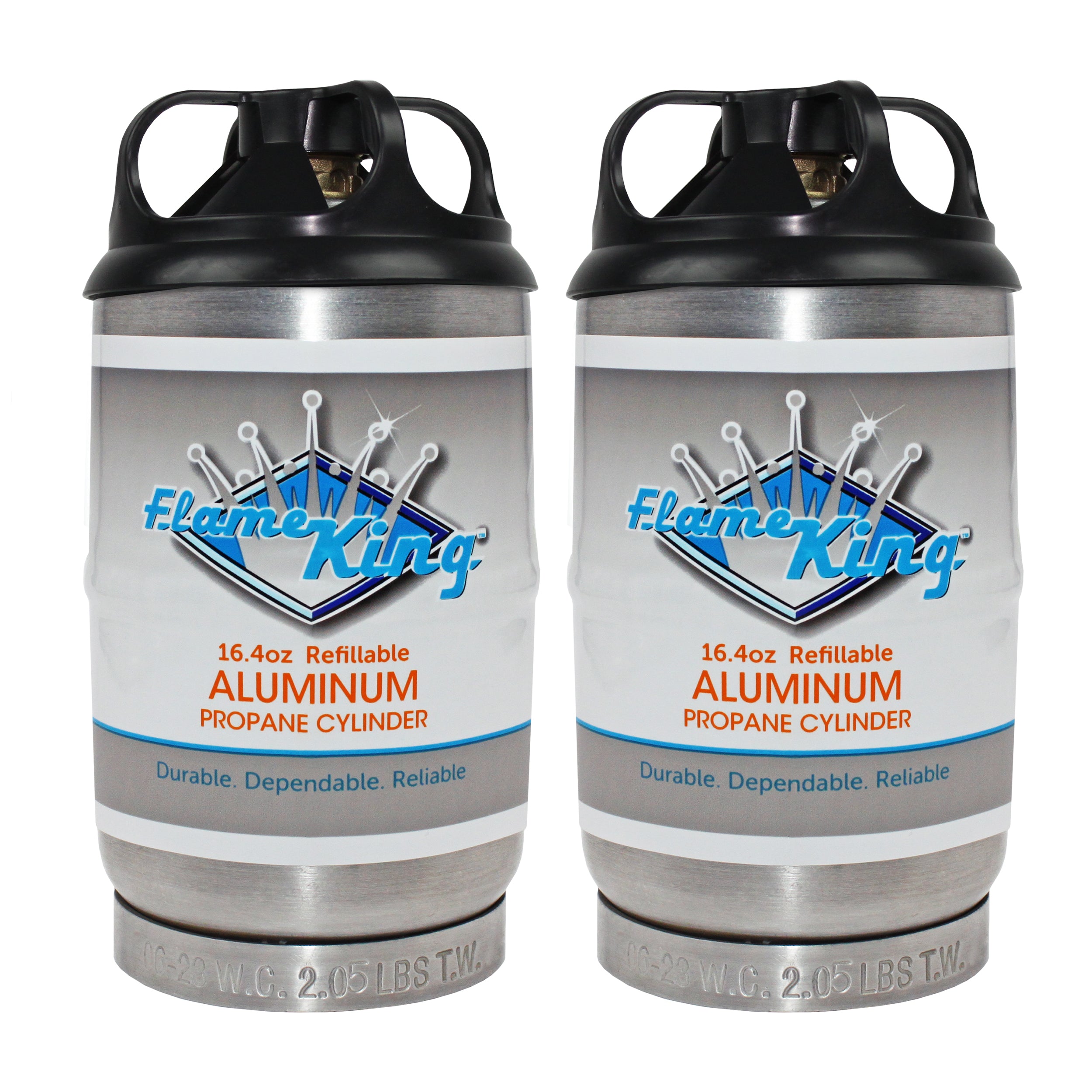 Flame King 2 pack Aluminum Eco Friendly Sustainable 1lb Empty Refillable Propane Tank LP Cylinder