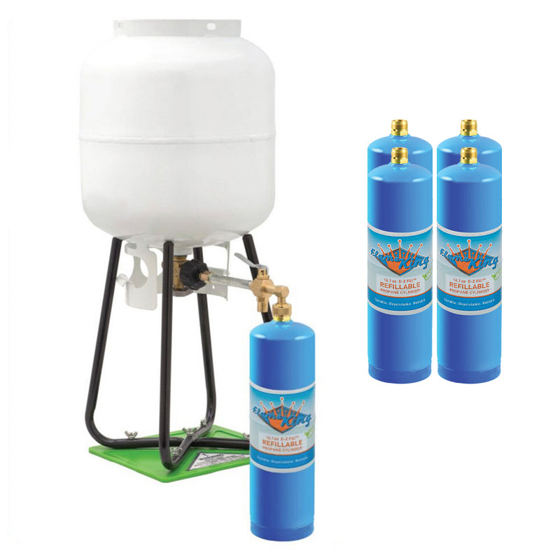 Bundle 5 Eco Friendly Sustainable Refillable Propane Tanks Welding LP Cylinder 14.1 + Refill Kit