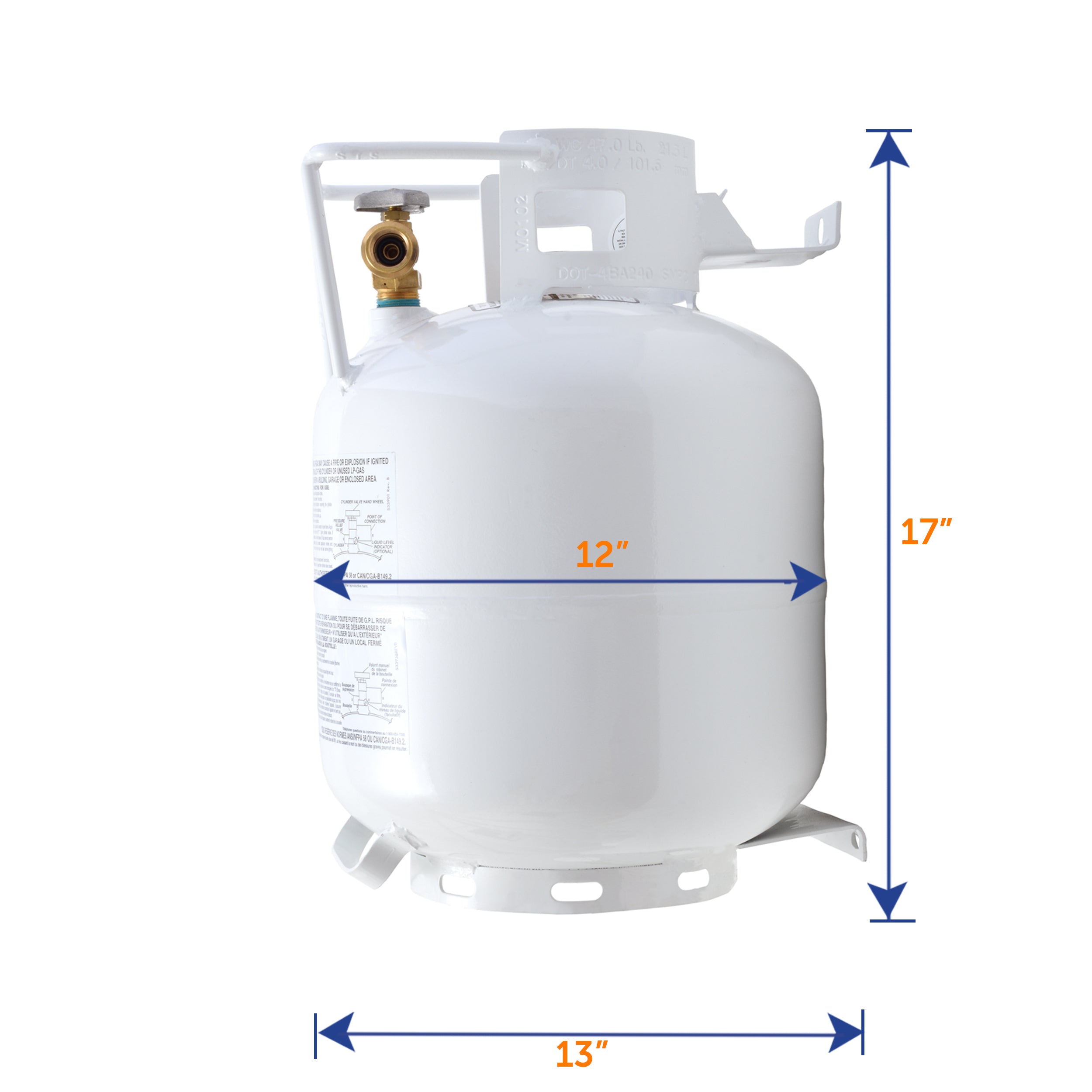 20lb Horizontal Propane Cylinder Tank With Valve and Gauge Rv Trailer ...
