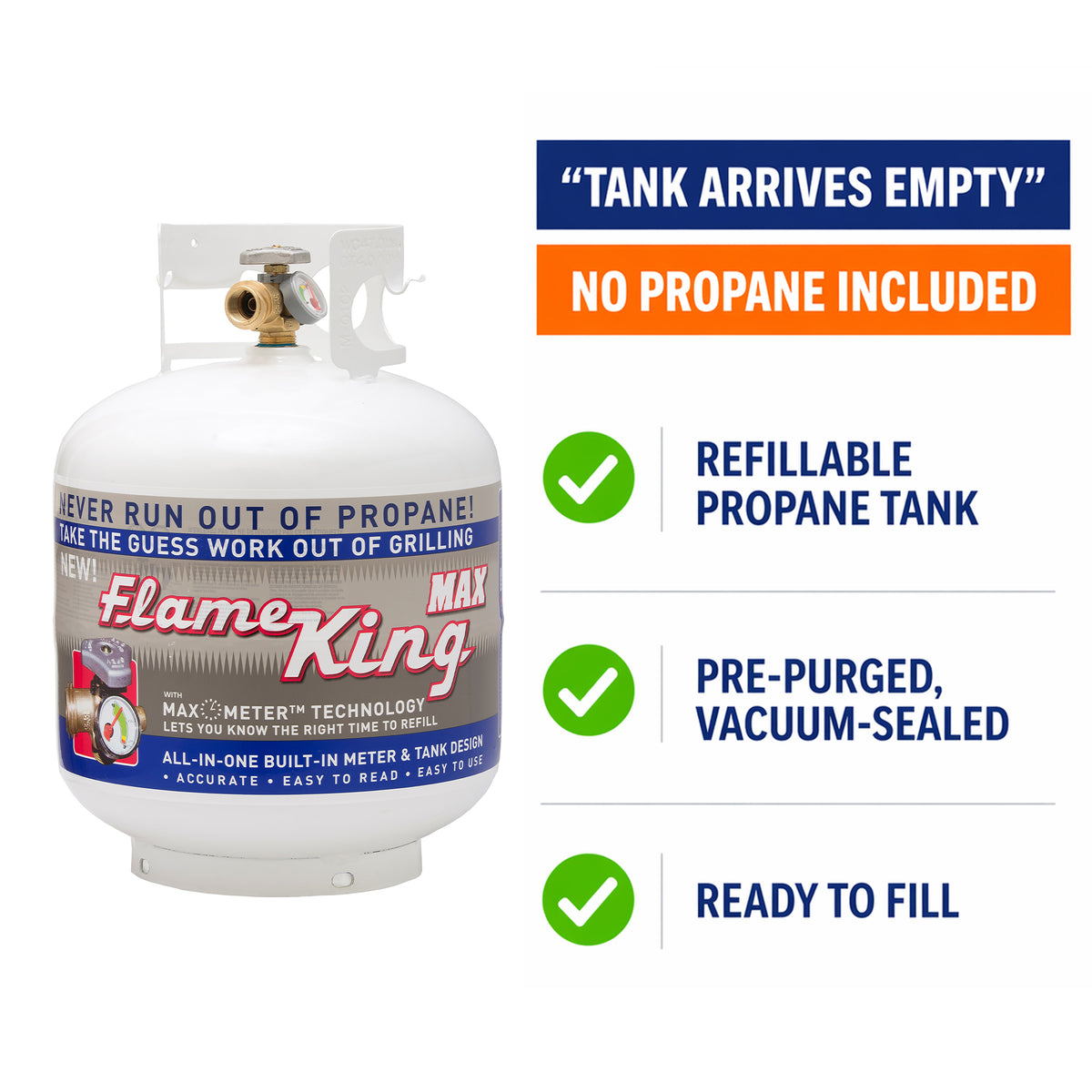 20lb Propane Tank LP Cylinder with OPD & Gauge - Flame King