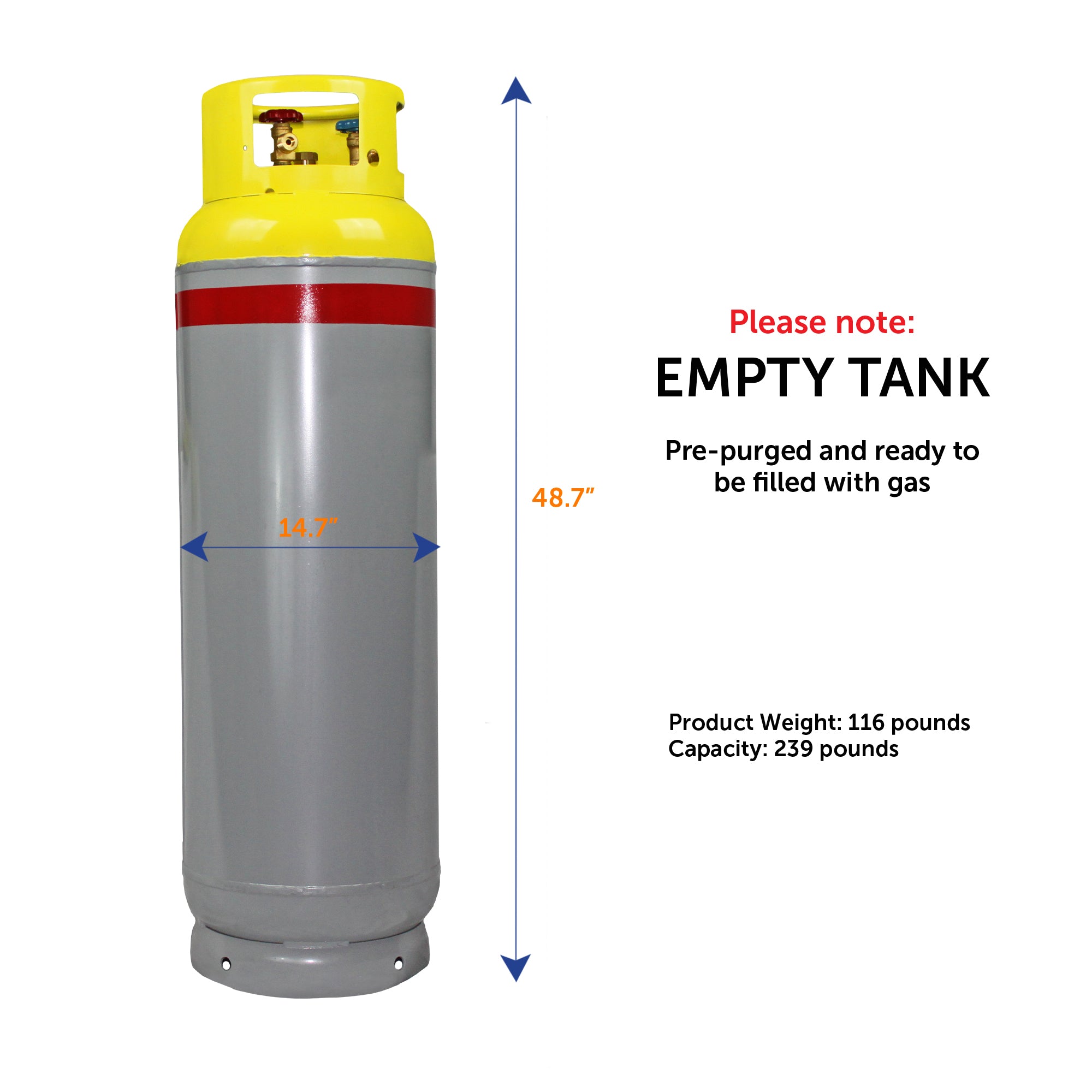 Flame King 239lb Refrigerant Tank Recovery Cylinder 400 PSI For A2L Refrigerants
