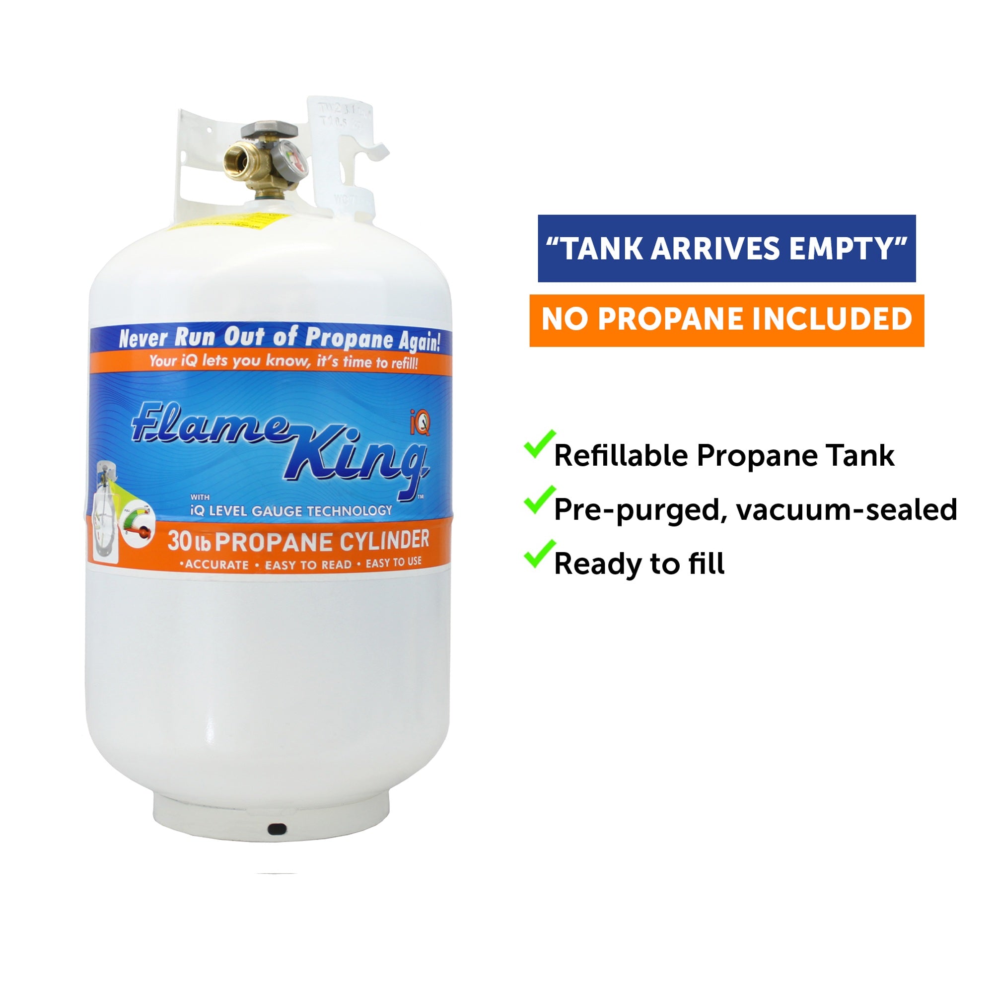 30lb Propane Tank LP Cylinder with OPD & Gauge - Flame King