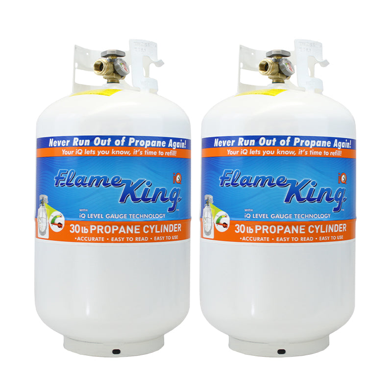 Flame King 2 Pack 30lb Propane Tanks LP Cylinders with OPD & Gauge