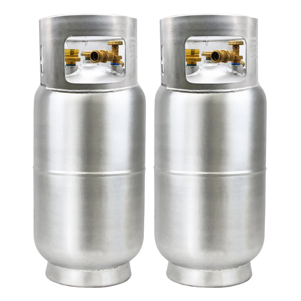 Flame King 2 Pack 33.5lb Aluminum Forklift Propane Tanks Cylinders wit