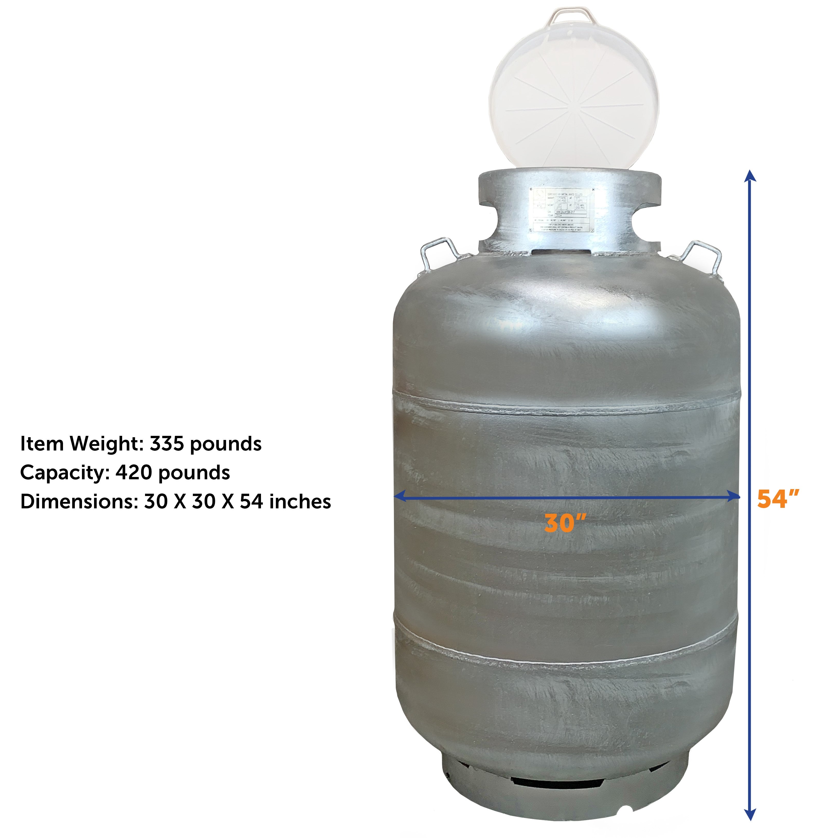 Flame King 420LB (120 Gallon) ASME Vertical Galvanized Steel Propane Tank with Float Gauge & Lid