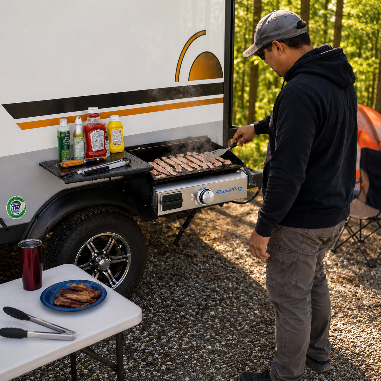 17 inch LP Griddle with Small Regulator for RV pullout - Flame King