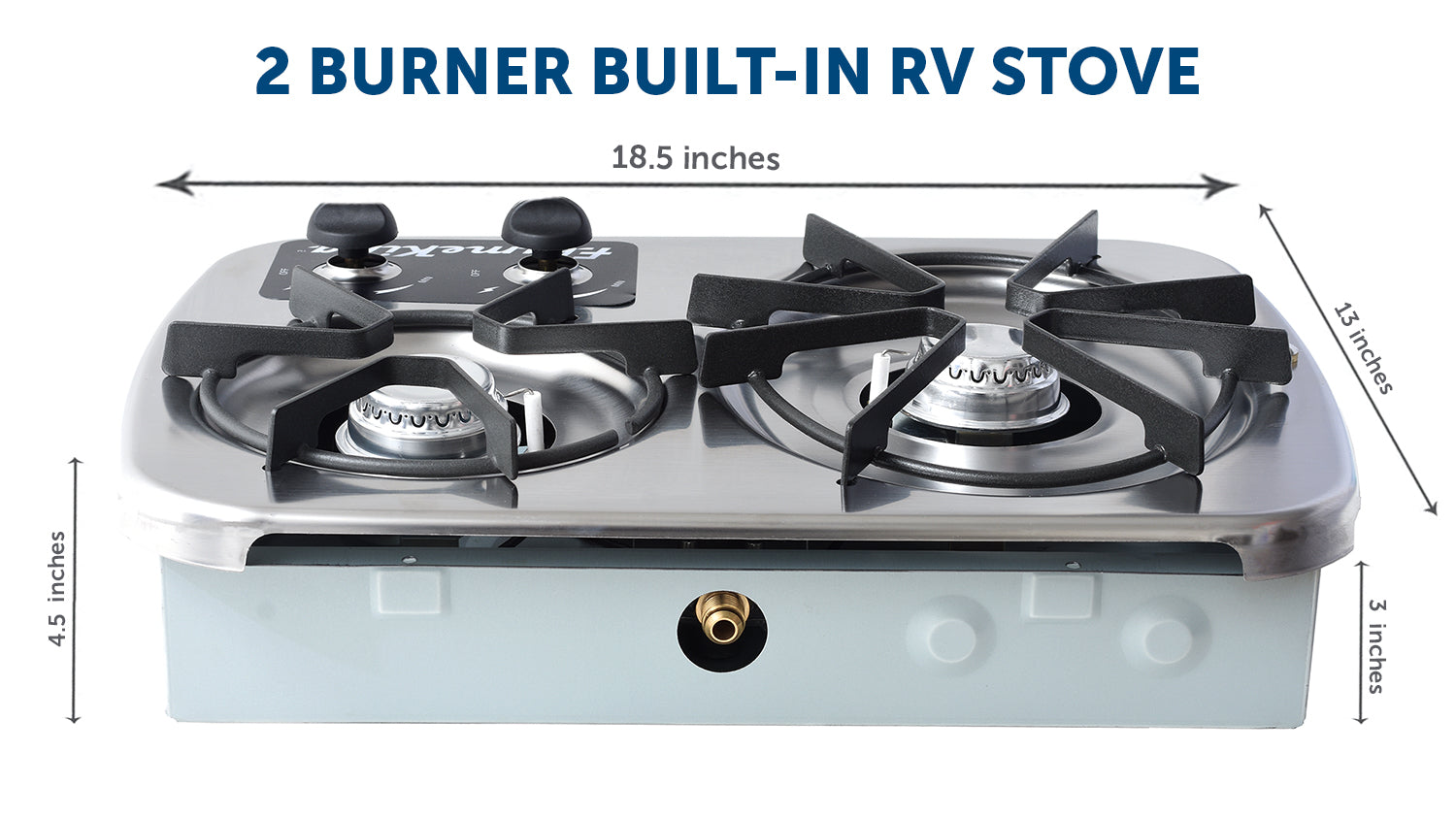 2 Burner Built-In RV Trailer Stove with Wind Shield - Flame King