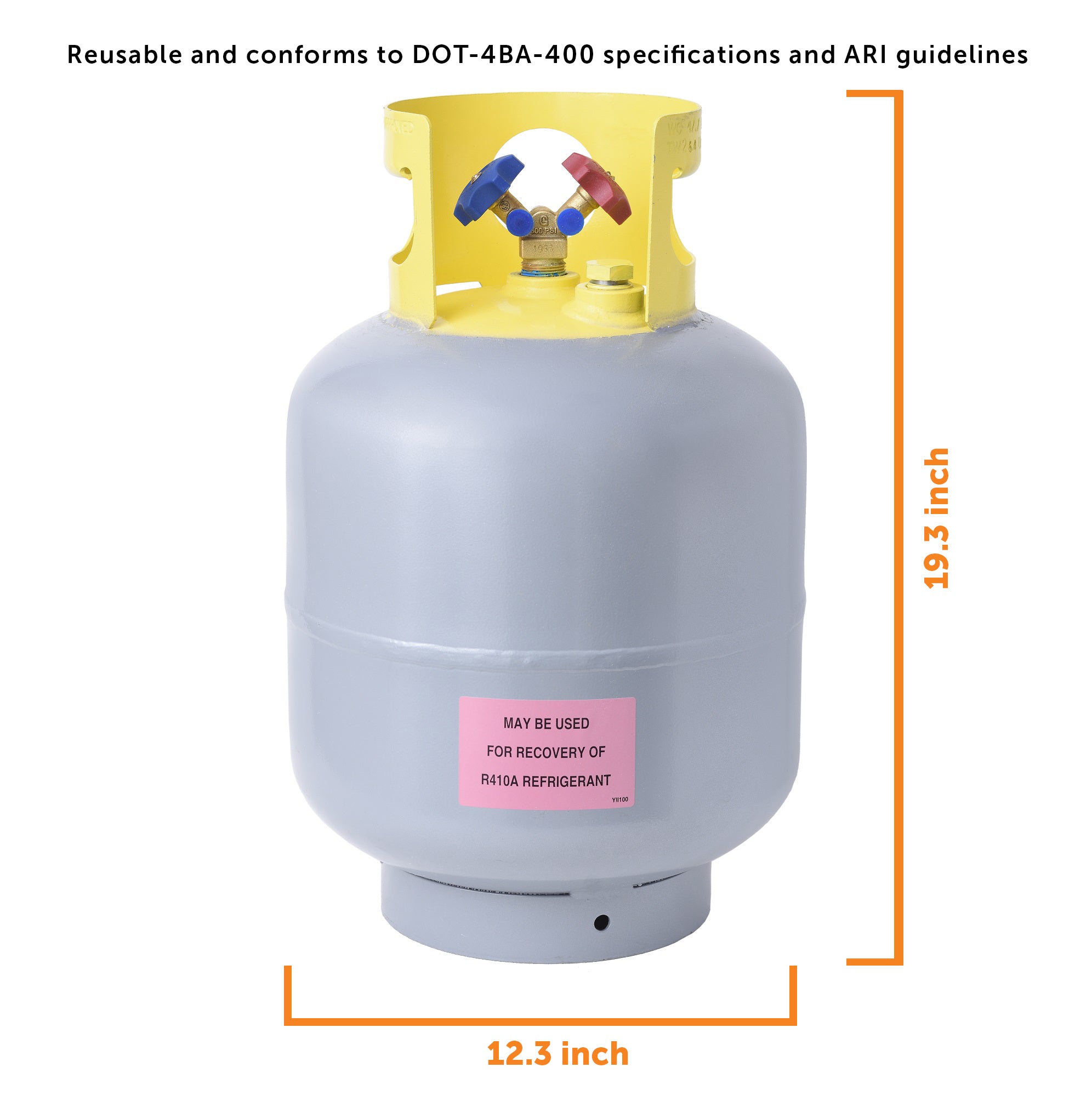 Flame King 50lb Refrigerant Cylinder Recovery Tank with SCG Y-Valve