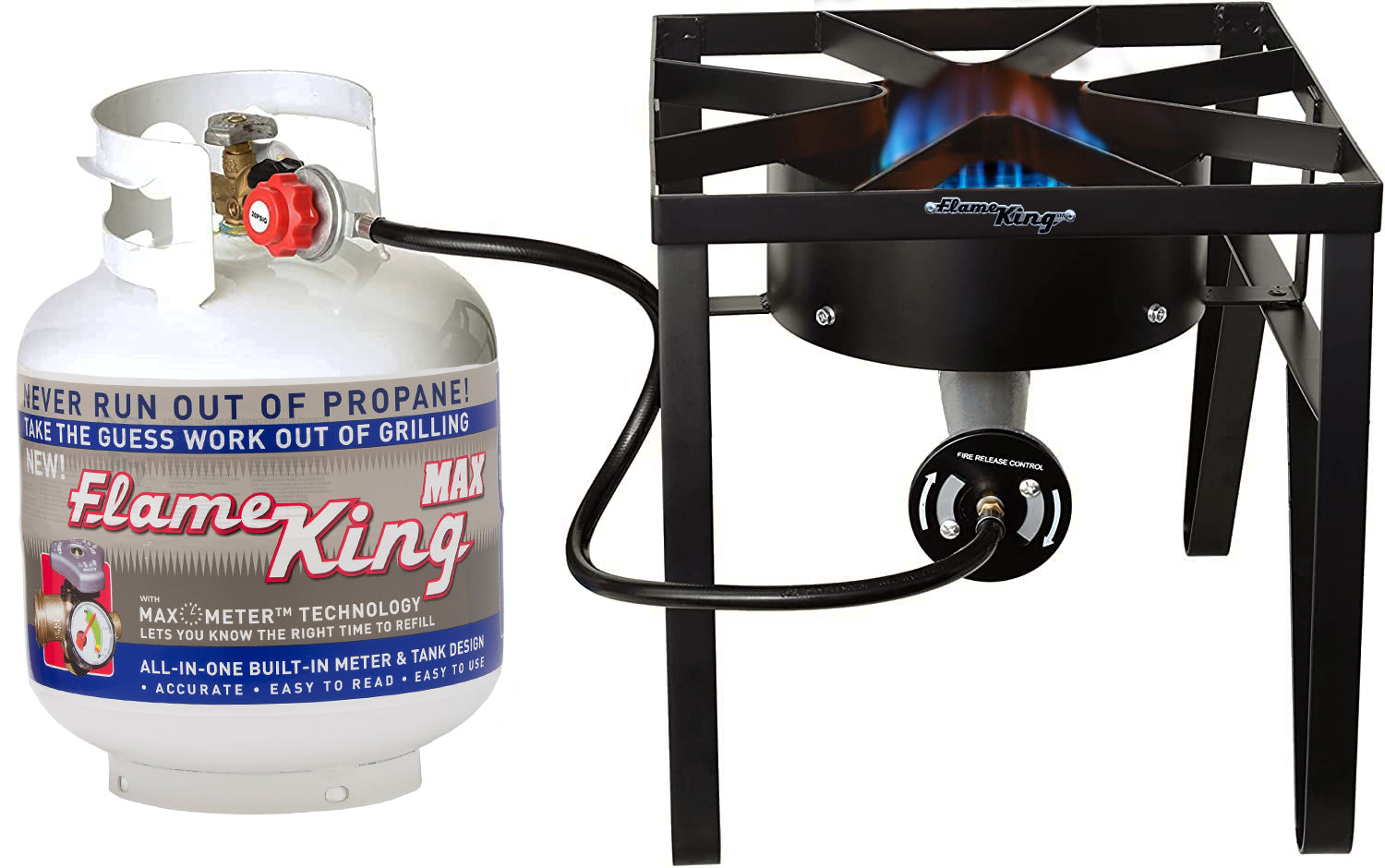 Flame King Thanksgiving Bundle Burner Turkey Fryer + 20lb Propane Tank with Gauge