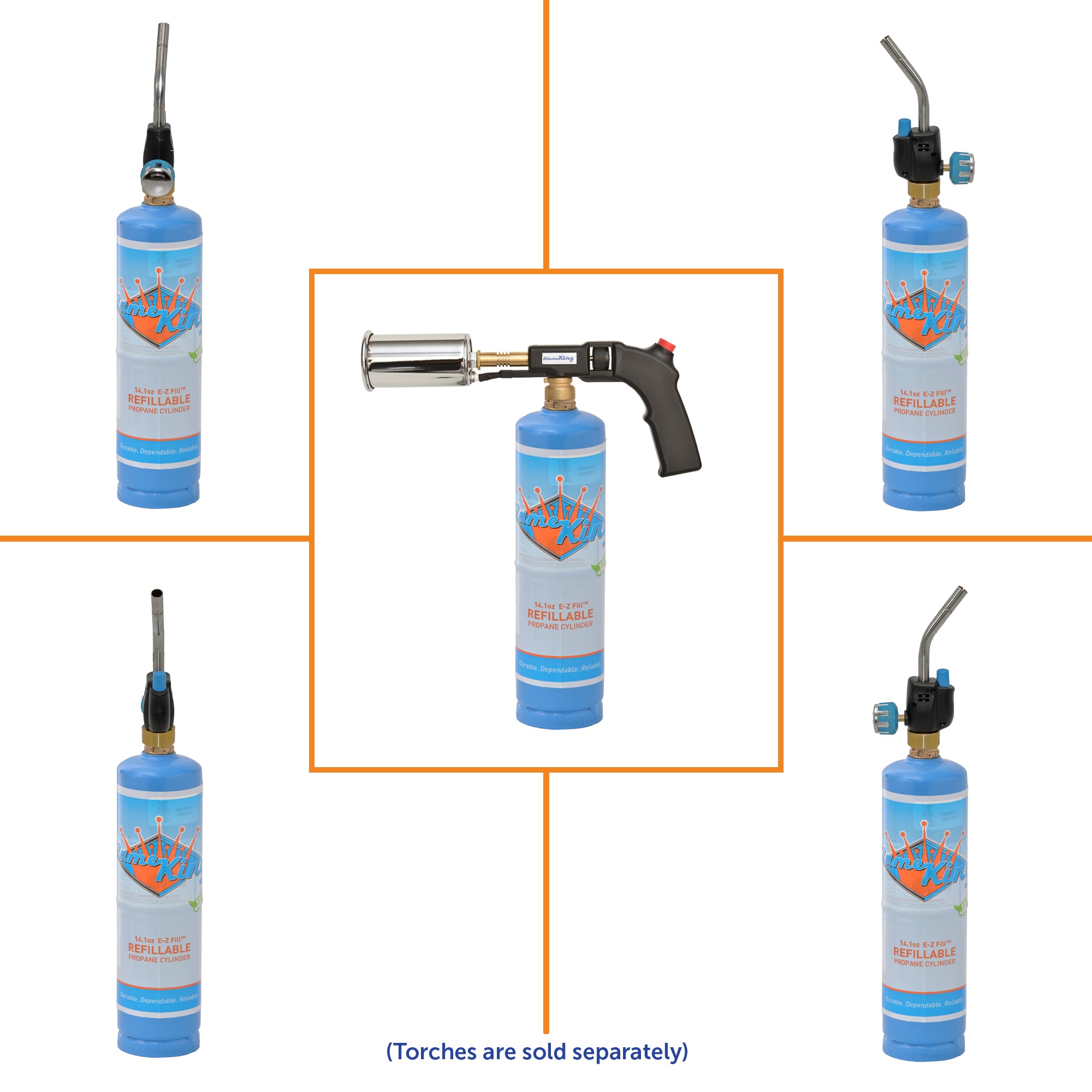 Flame King 4 Pack Eco Friendly Sustainable 1lb Refillable Propane Tank Welding LP Cylinder 14.1