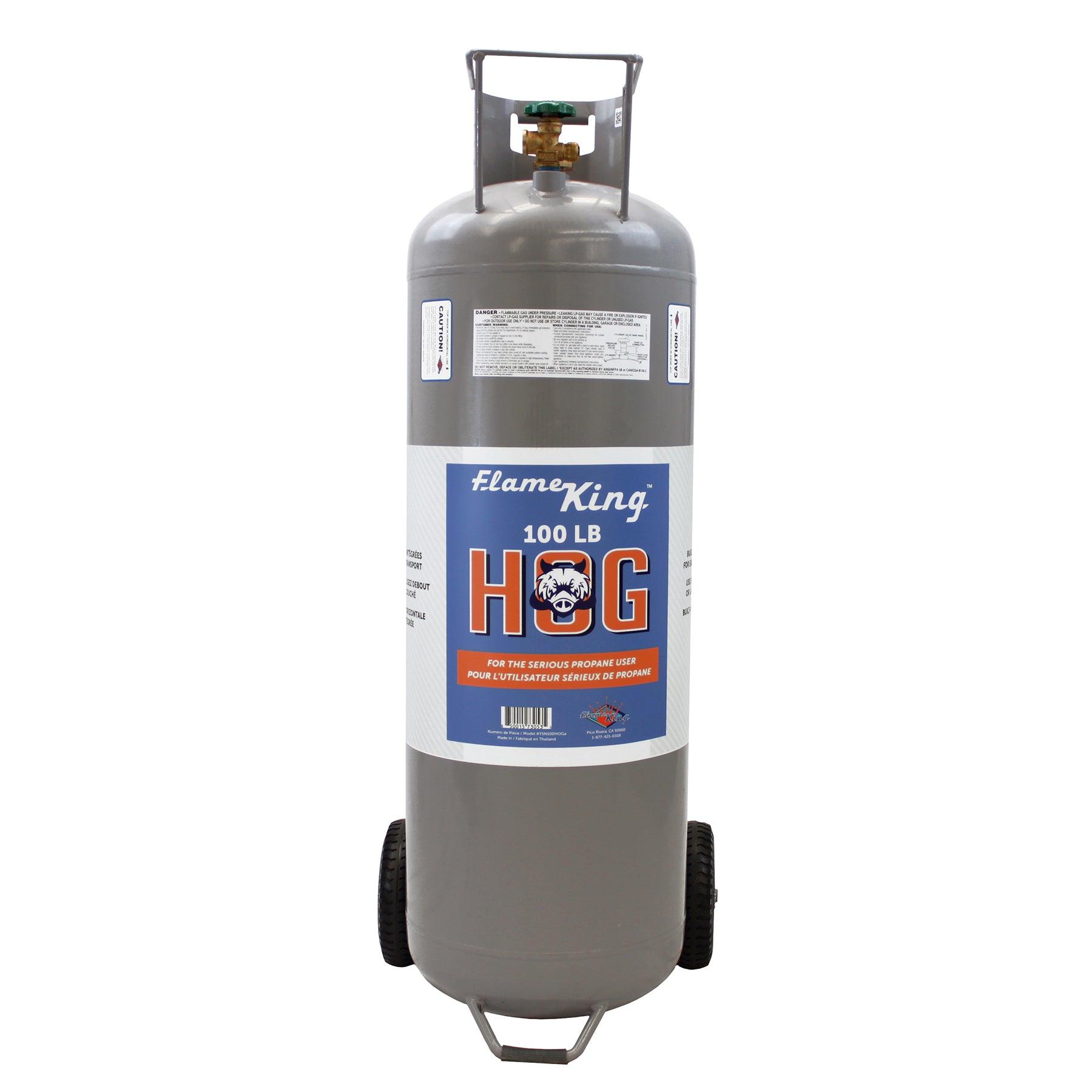 100lb Horizontal & Vertical Propane Cylinder with POL & Wheels - Flame King