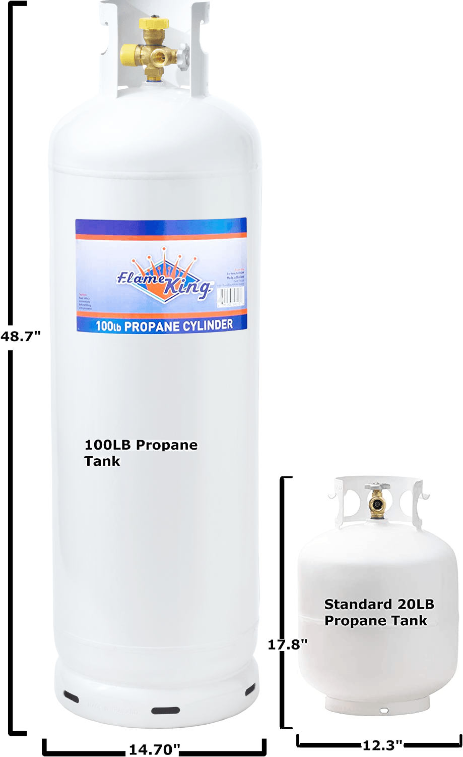 Propane Store 100LB Multi-Valve Propane Tank High Capacity Filler - Flame King